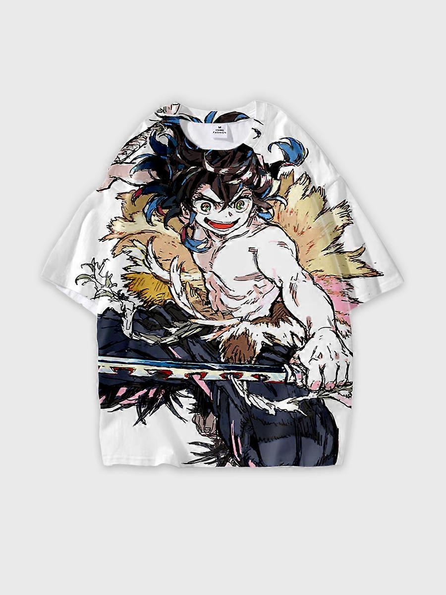 T-shirt girocollo Character Pattern manica corta sciolta P539