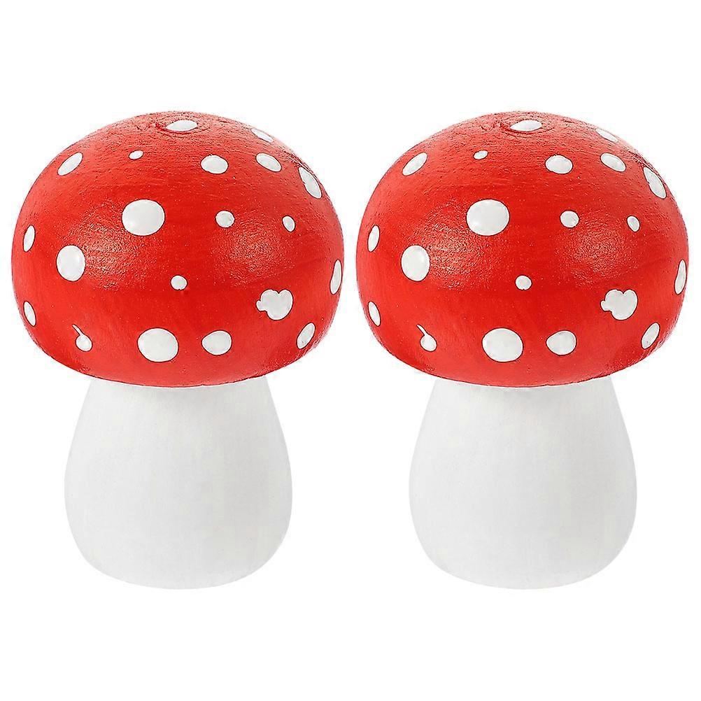 Fake Mushrooms 2Pcs Wood Mushrooms Ornament Home Decor Mini Mushroom Statues Gift Occasions Micro Landscape