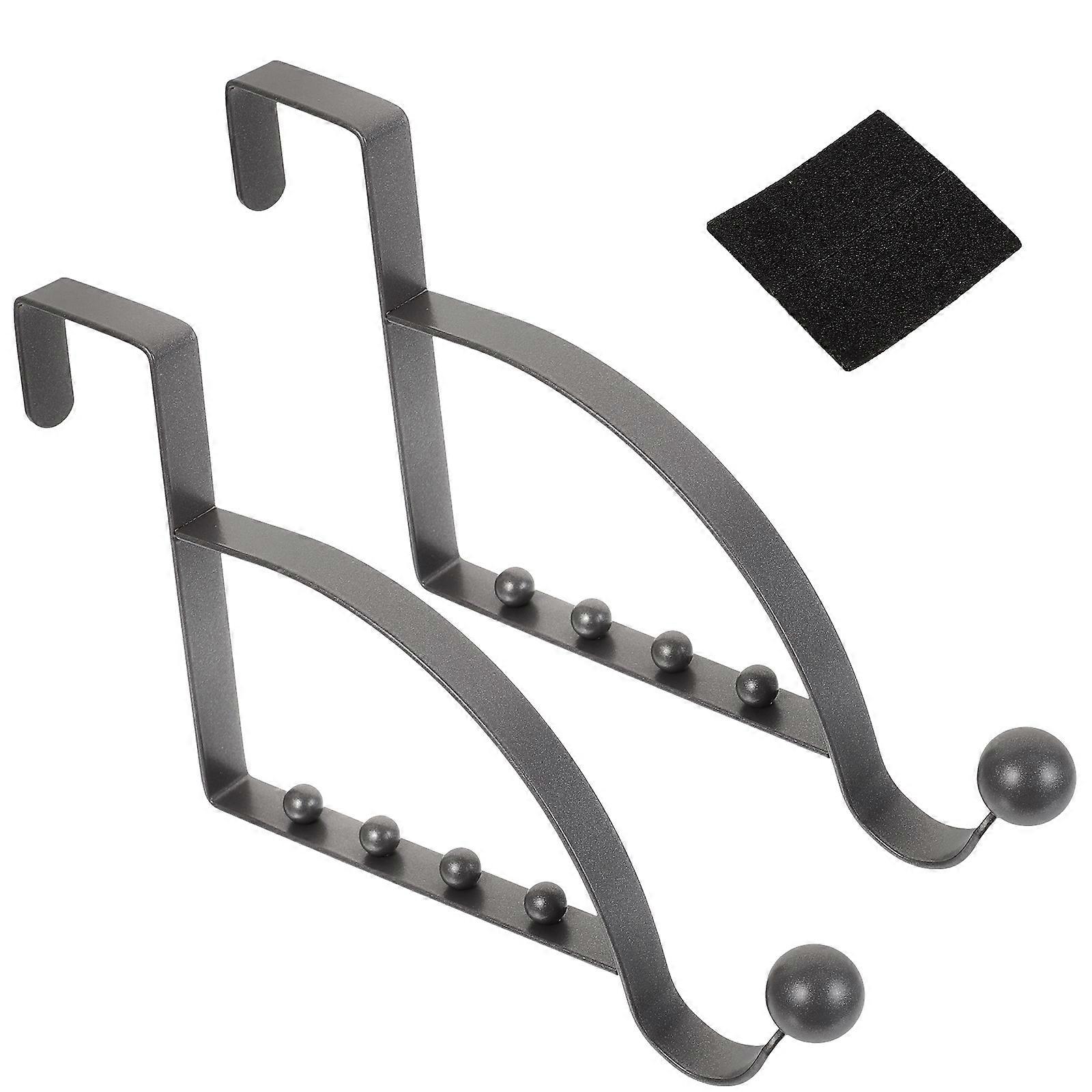Grey Carbon Steel Over The Door Hook Hanger for Storage Convenient Space Saver 2pcs