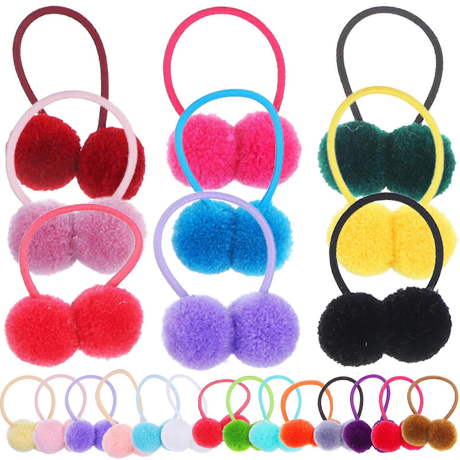 Fluffy Hair Ties Elastic Hair Rope for Kids in Assorted Colors with Plush Material