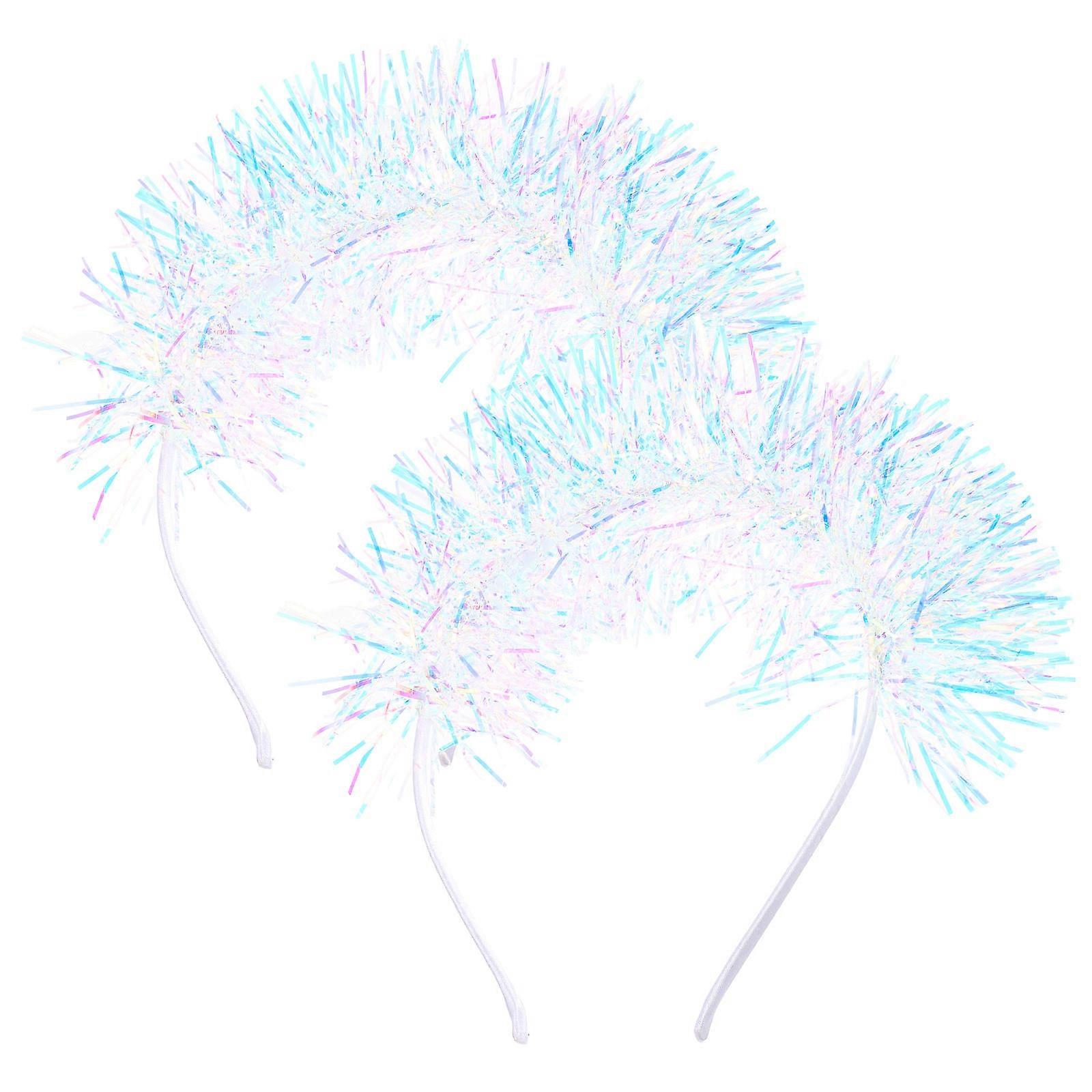Shiny Tinsel Headband for Kids Made of Plastic in Skyblue Perfect for Decoration Parties and Performances