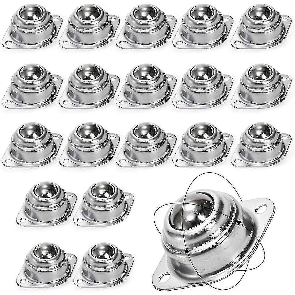 מיסב העברת כדור 20pack, כדור מסתובב פלדה גלגל גלגלים בורג כפול הר כדור, מתאים סוגרי רולר - טוב
