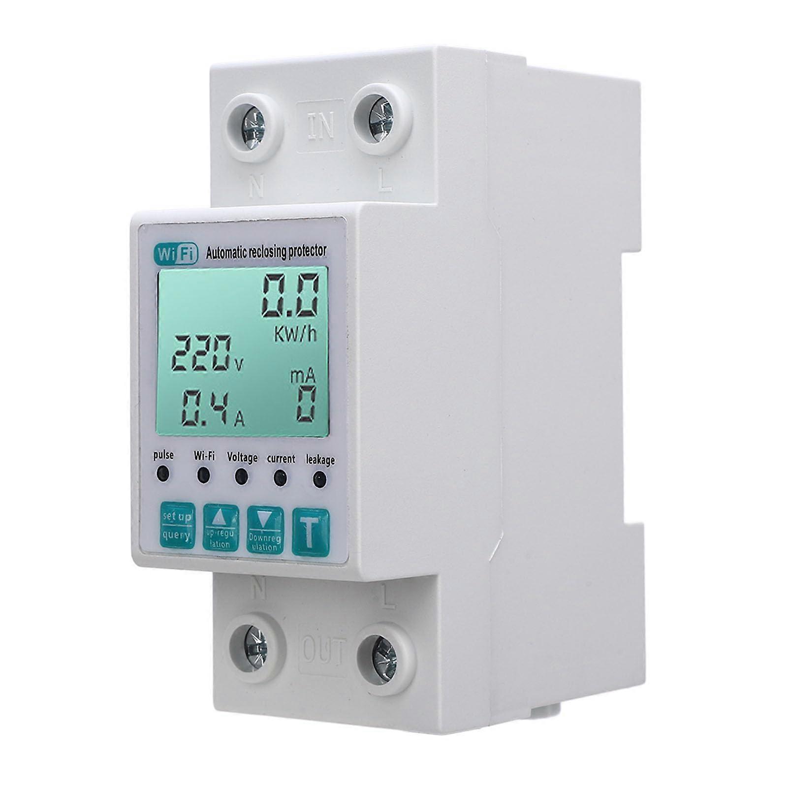 WiFi Energy Meter Large LCD Display Remote Voice Control Timer Scheduling Function Voltage Current Leakage AC110V WiFi Energy Monitor Protector