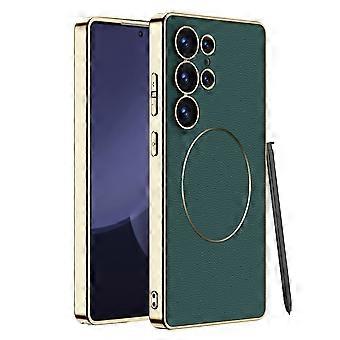 GKK Compatible For Samsung Galaxy S24 Ultra Case Electroplating PU + PC + TPU Phone Cover Support Wireless Charging
