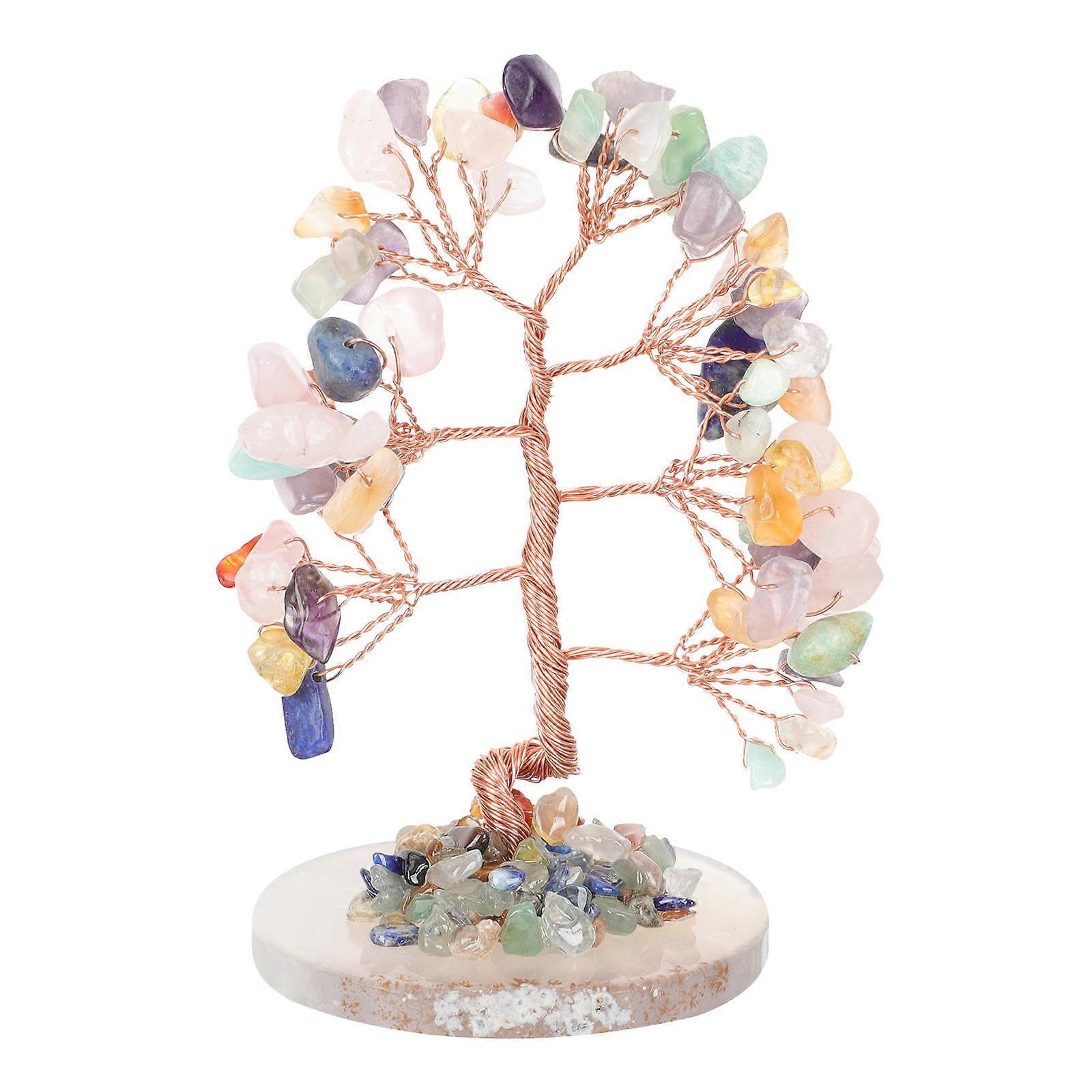 Crystals Tree Decorative Home Ornament Multi Color 11x5.5cm 1Set