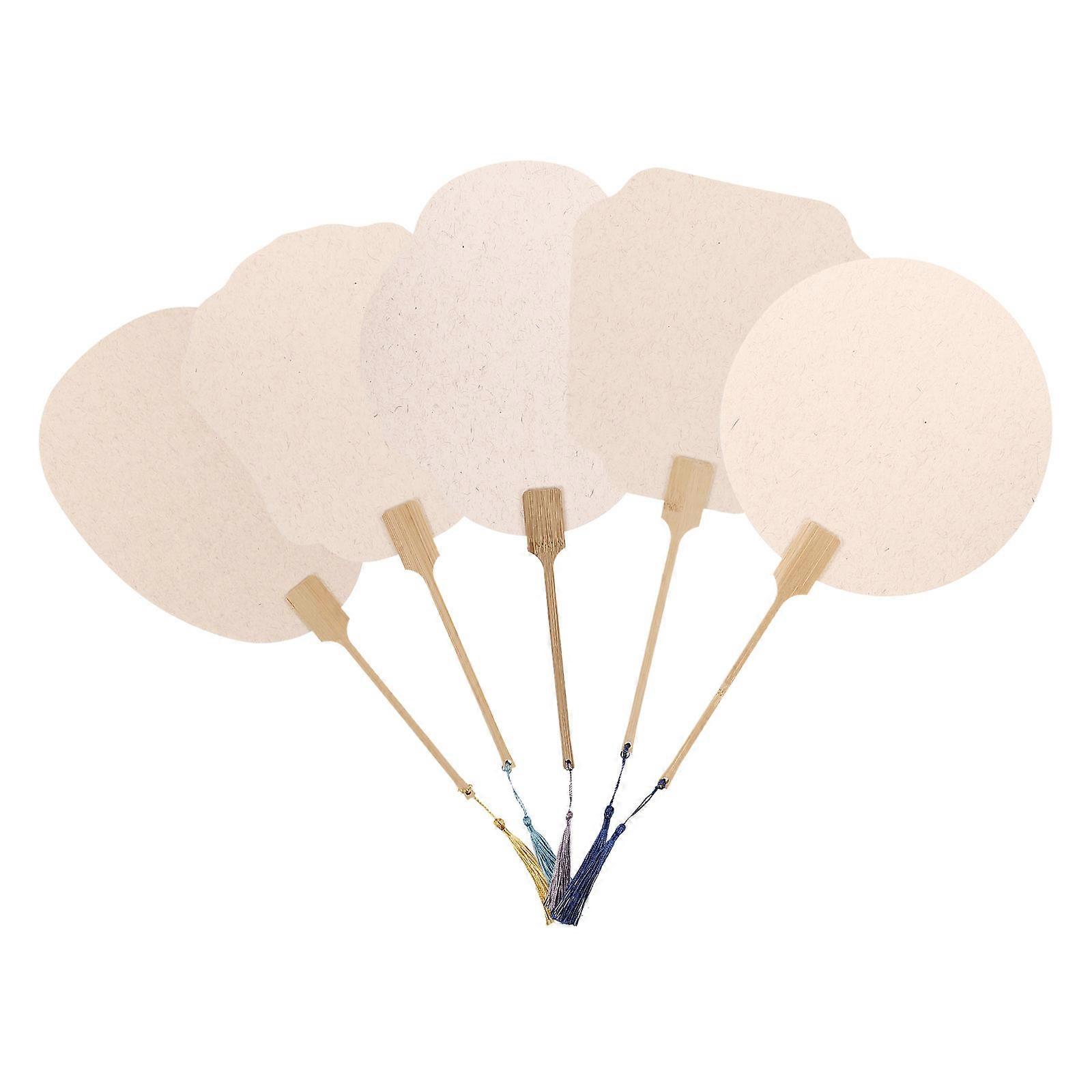 5pcs DIY Blank Paper Fans for Crafting, Unfinished Decorative Hand Fans for Painting, Drawing, Lightweight and Portable for Creative Projects