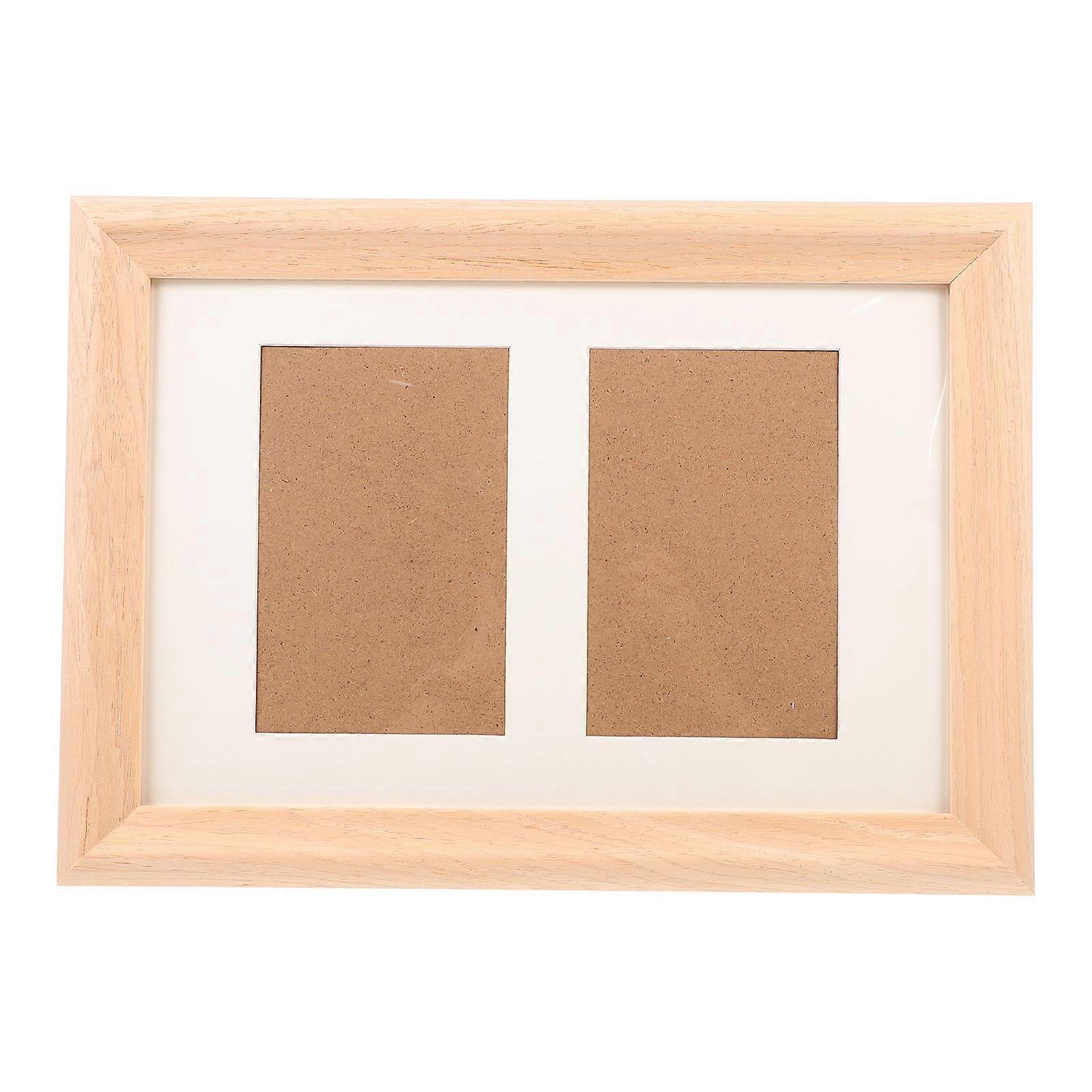 Desk Picture Frames for Office Solid Wood Photo Frame Rectangular Light Brown 35X25cm Wall Mountable 1Set