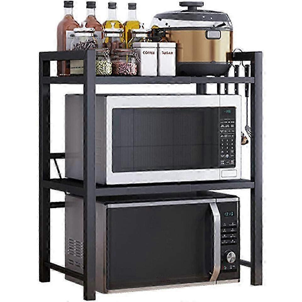 Layered Retractable Microwave Rack & Kitchen Corner Storage - Space-Saving Organizer for Kitchen Essentials & Appliances