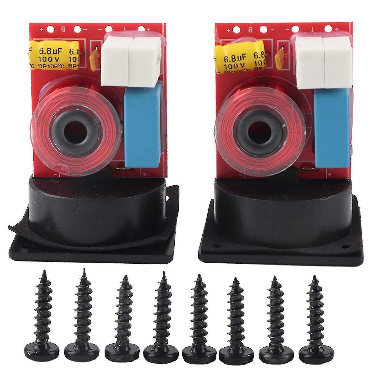 2PCS D222 High Low Frequency Divider Crossover Filter with Wire Box - Convenient Audio Speaker Connection Tool
