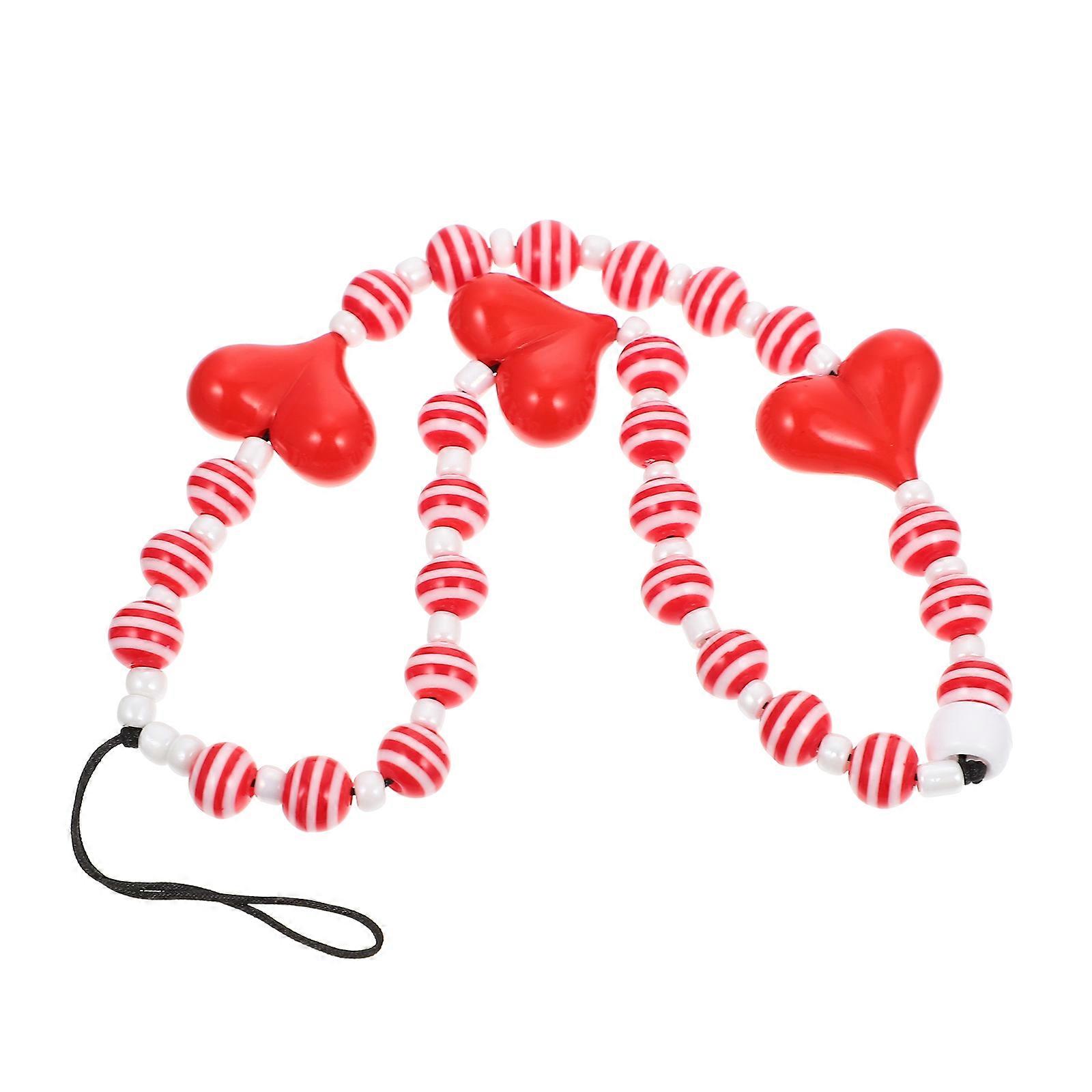 Red Phone Lanyard with Polymer Clay and Acrylic Pendant for Fashionable Phone Use 4.5 inches