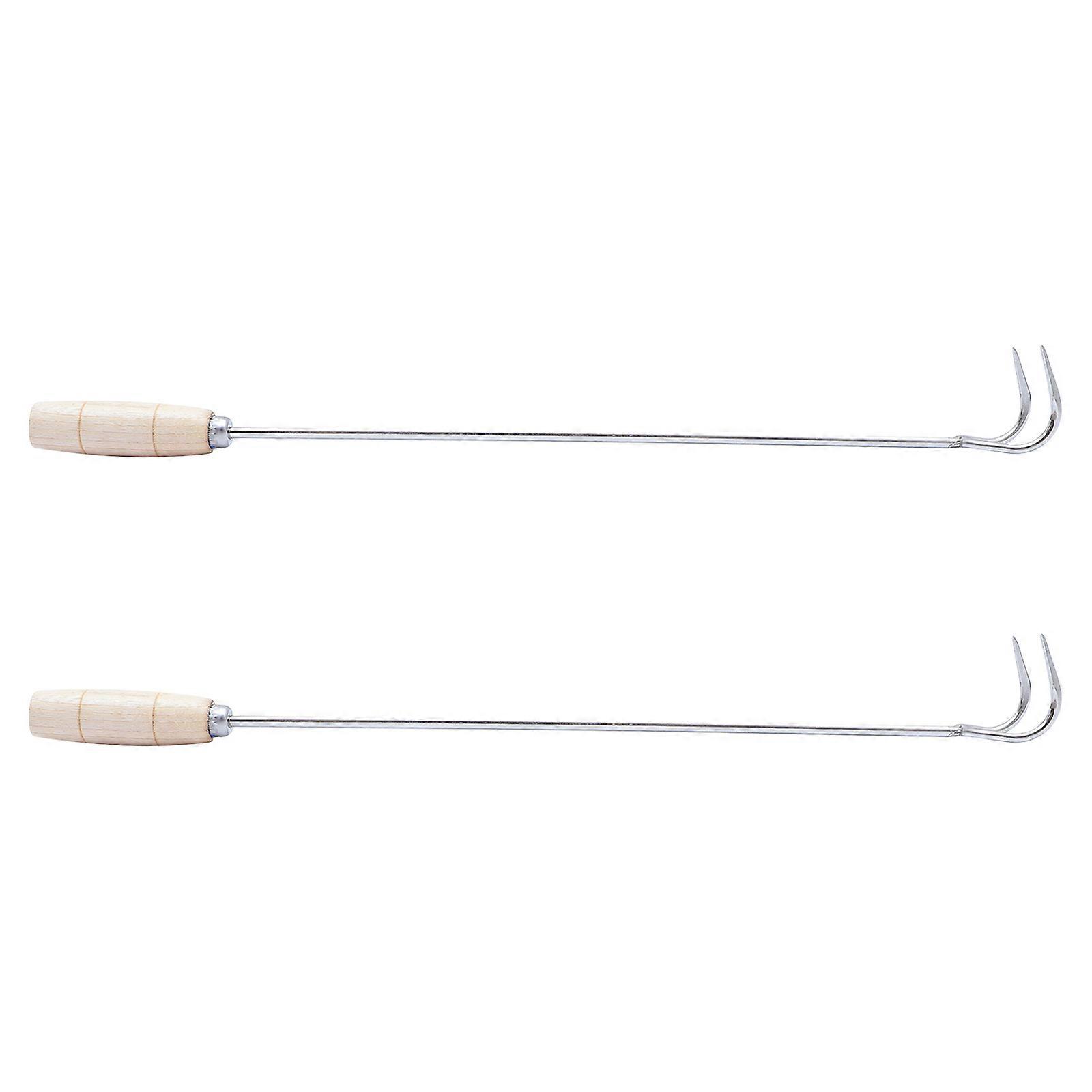 Roasting Sticks Stainless Steel Meat Processing Drying Non-Slip 16.1×1.2×1.2in 2Pack