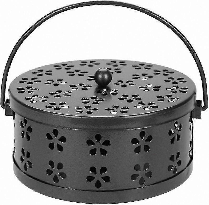Portable Metal Incense Stand with Backflow Design for Coils and Charcoal, Durable Black Censer for Home and Outdoor Use