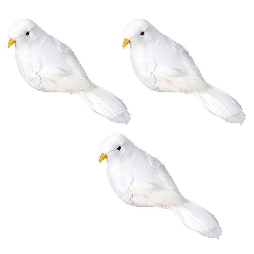 Small White Dove Artificial Bird Decor for Decoration 3Pcs Simulation Model