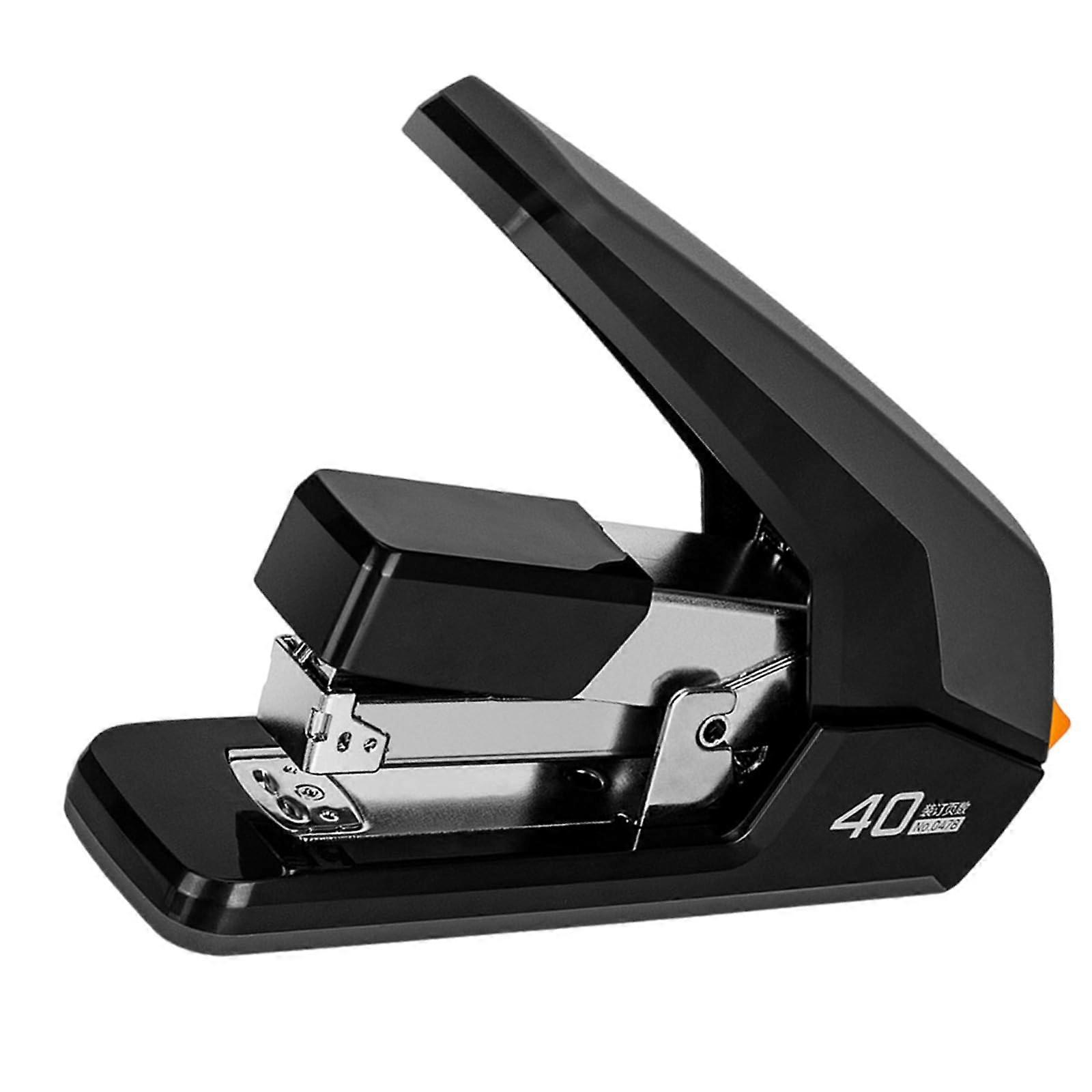 Sturdy stapler, laborsaving stapling device, 40sheet capacity, office desk stapler, nonslip base, brochure with ergonomic handle, black.