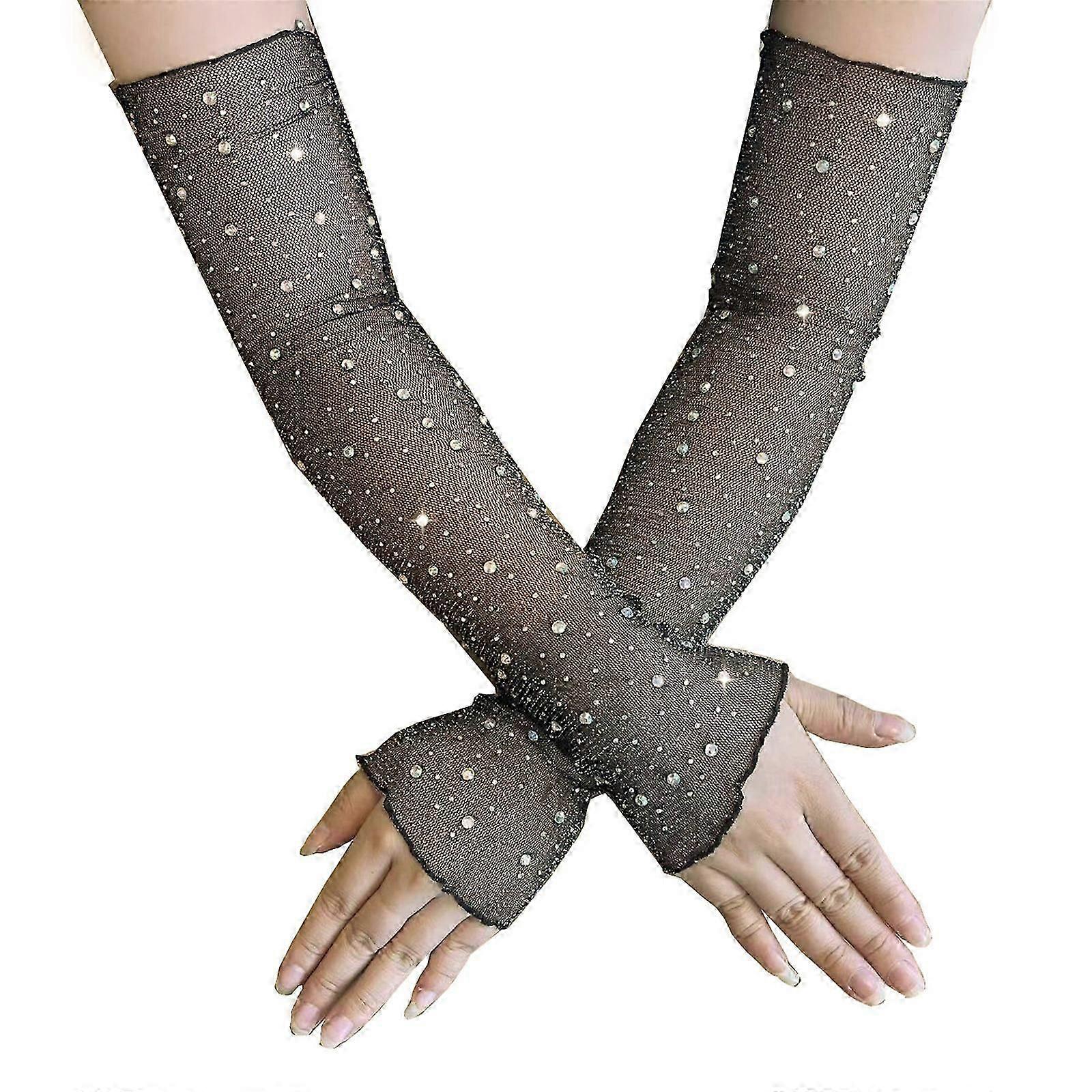 Transparent Rhinestone Arm Sleeves 1 Pair Add a Touch to Outfit for Wedding Receptions Parties and Dance Performances