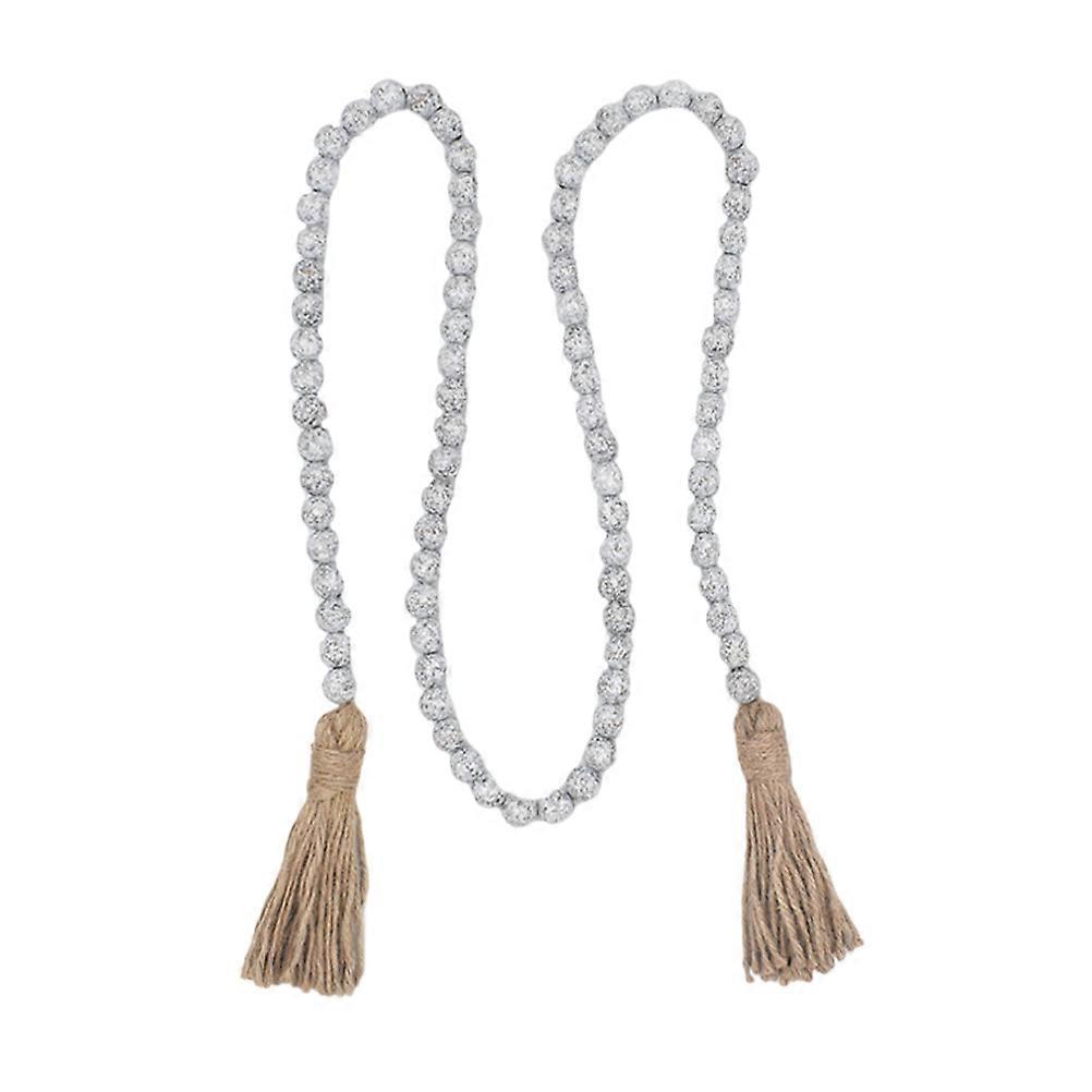 Rustic Bead Tassel Wooden Beads String Pendant Farmhouse Style Home Decor 1Pcs