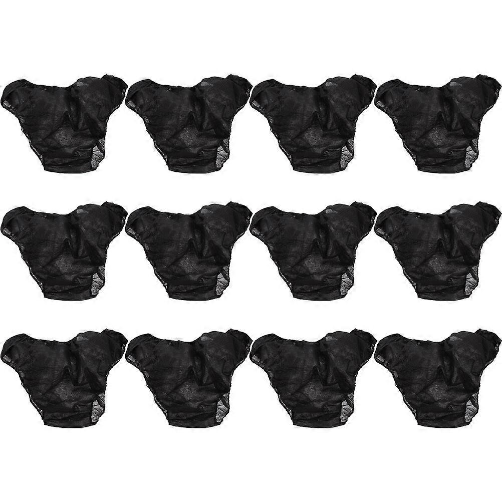 Disposable Underwear for Adults in Black Non Woven Fabric with Comfortable Sauna Briefs 12 Pieces