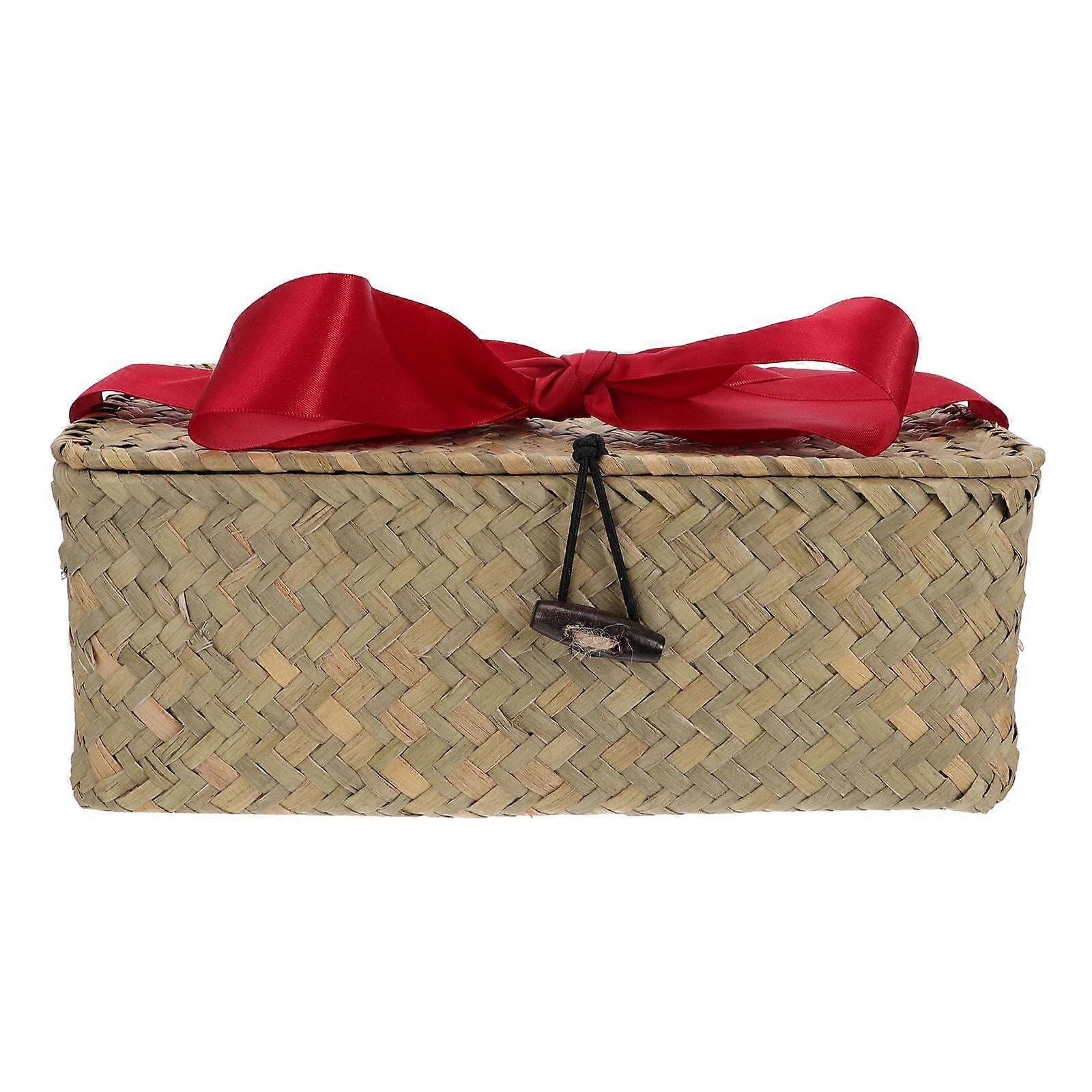 Woven Storage Basket Desktop Rectangular Shape Perfect For Living Room Decoration 23x13x8cm 1PC