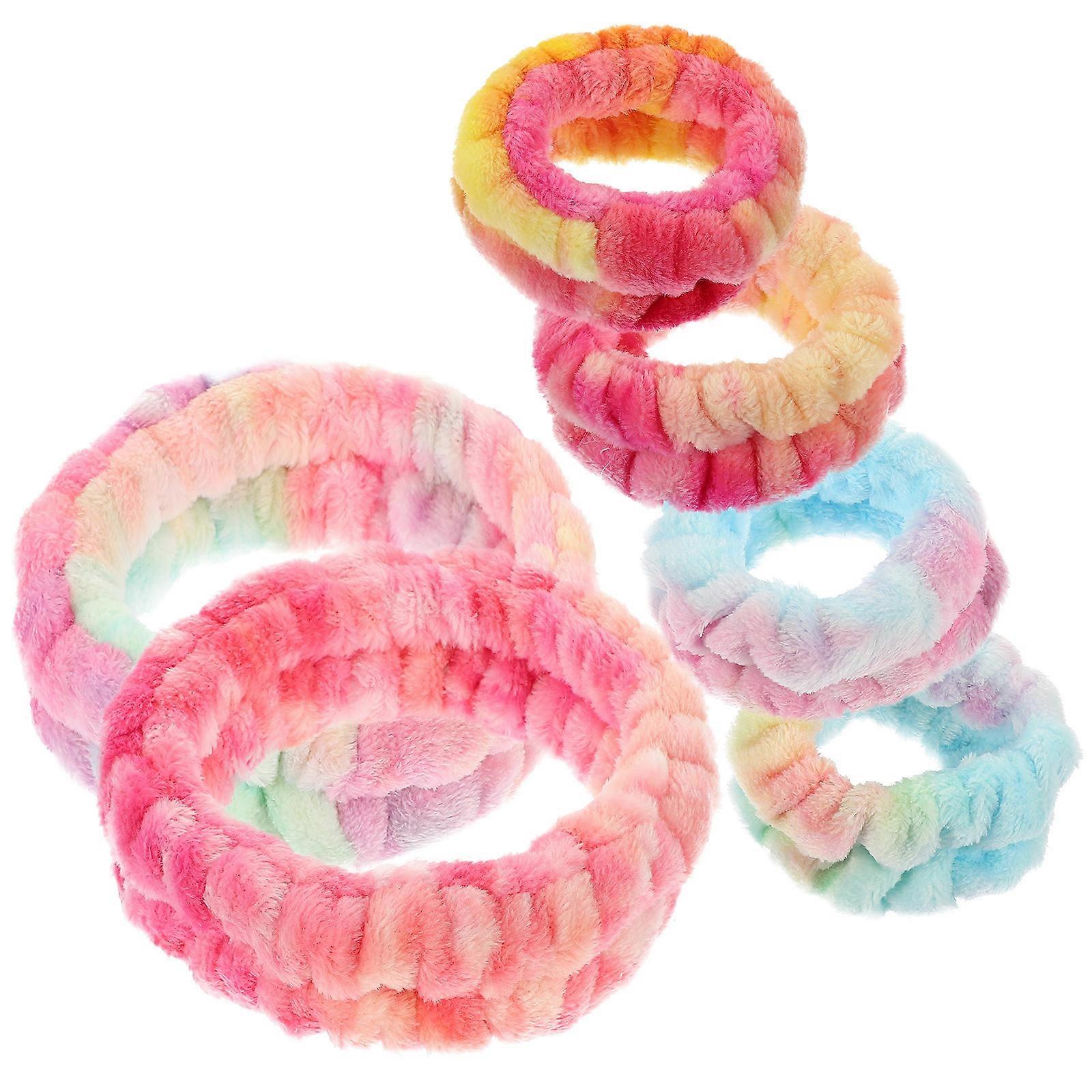Comfortable Headband And Wristband Set 2 Sets Ideal For Face Washing And Makeup Use With Bright Colors 6Pcs