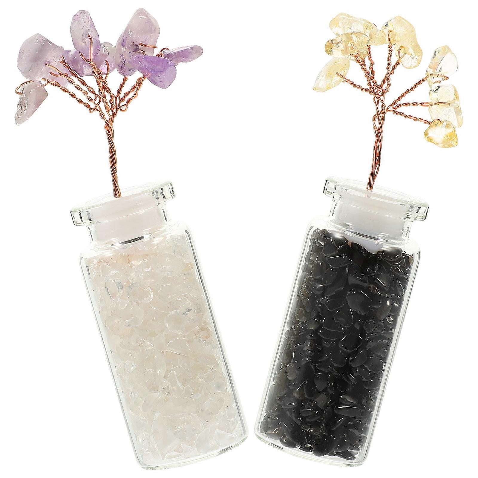 Bonsai Crystal Tree 2Pcs For Indoor Decoration And Office Decor Multi Color Display