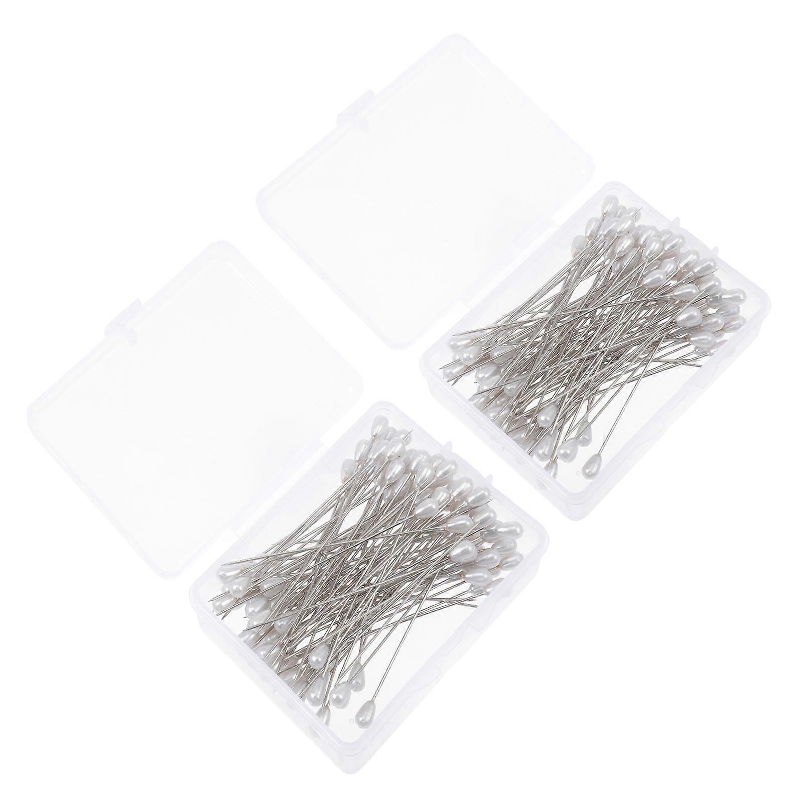 Sewing Locating Pin 2 Boxes Pearl Straight Pins for Craft Projects Sewers Durable Easy Visibility