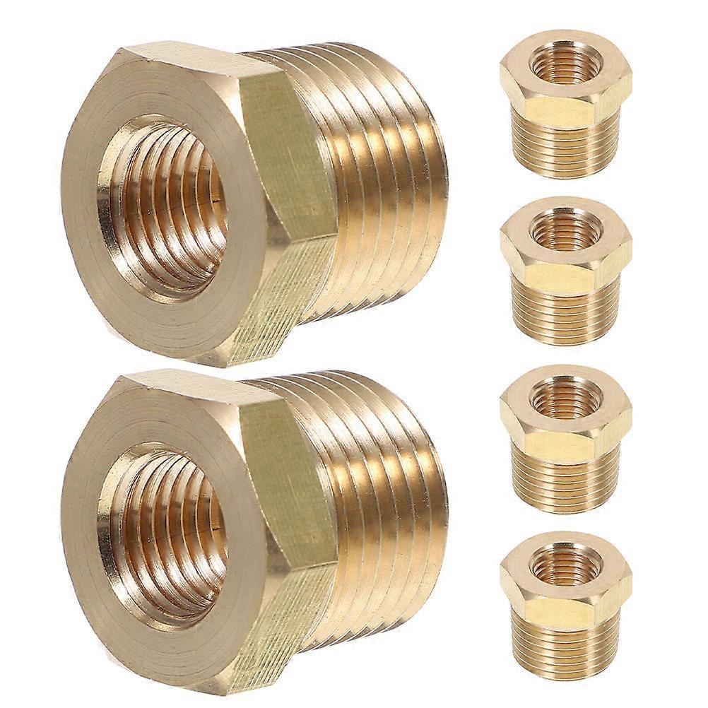 Hexagonal Copper Reducer Hose Bushing Suitable for Industrial Systems Pipe Connection Fluid Transmission 6Pcs