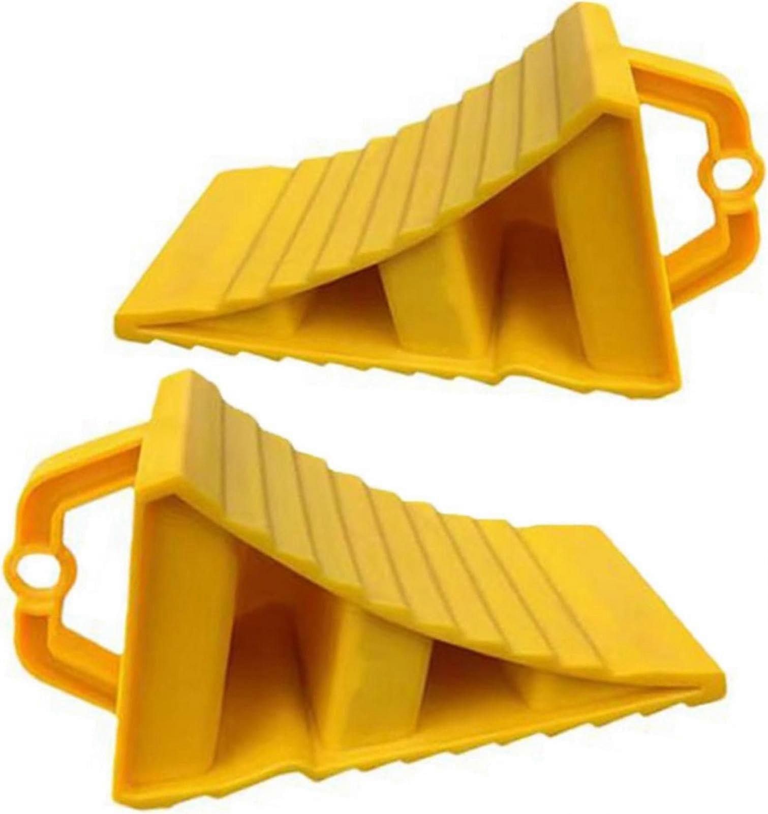 Wheel Chocks with Handle, Pack of 2, for Trailers, Motorhome, Caravan, Car, Yellow