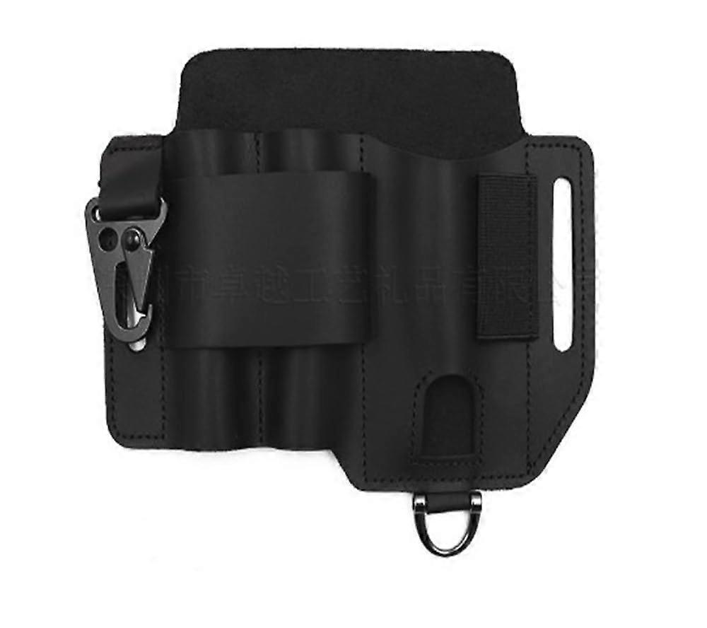 Leather Tool Pouch with Flashlight Holster, Durable Retro Outdoor Multitool Storage Case (02)
