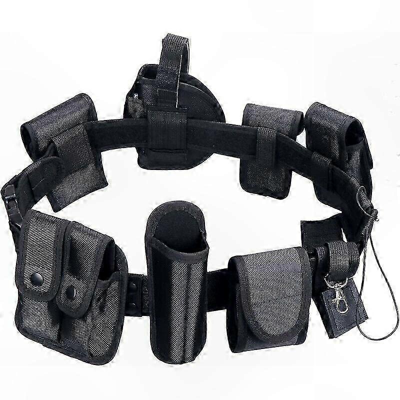 Tactical Utility Belt with 9 Pouches for Outdoor Security Patrol Hunting Use Black Multifunctional Gear