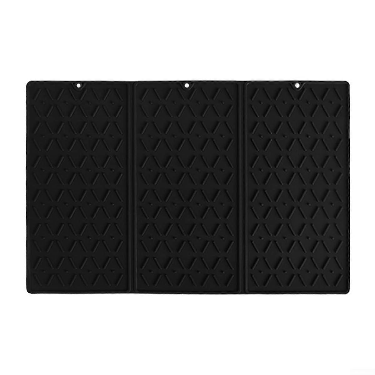 Silicone Draining Mat for Kitchen, Foldable 61 x 40 cm, Non-Slip Dish Drying Mat, Heat Insulation for Pots and Utensils - Black
