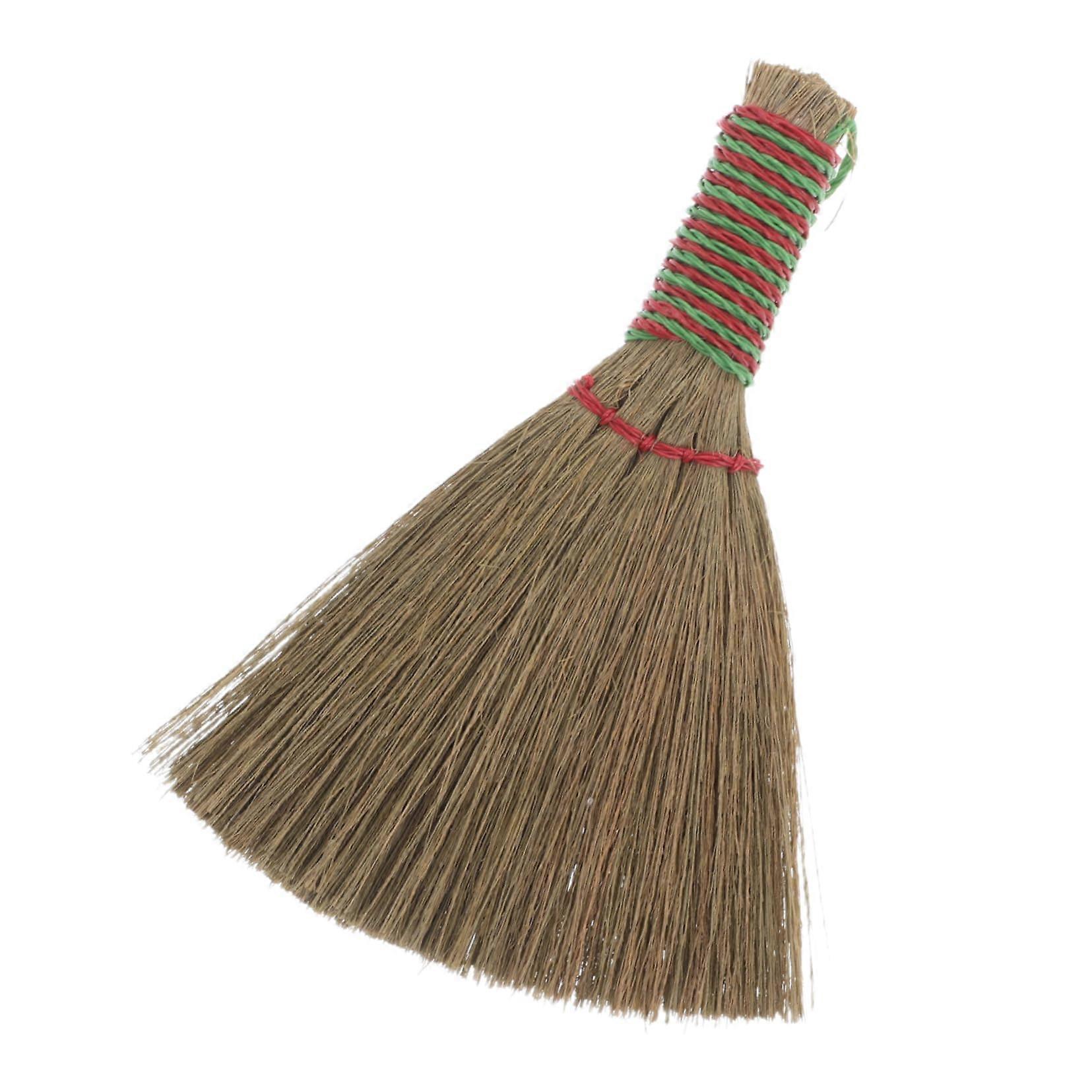 Natural Corn Miscanthus Broom With Handle-Dense Weave Dust Brush For Indoor Sweeping Straw Braided Bristle Hand Broom