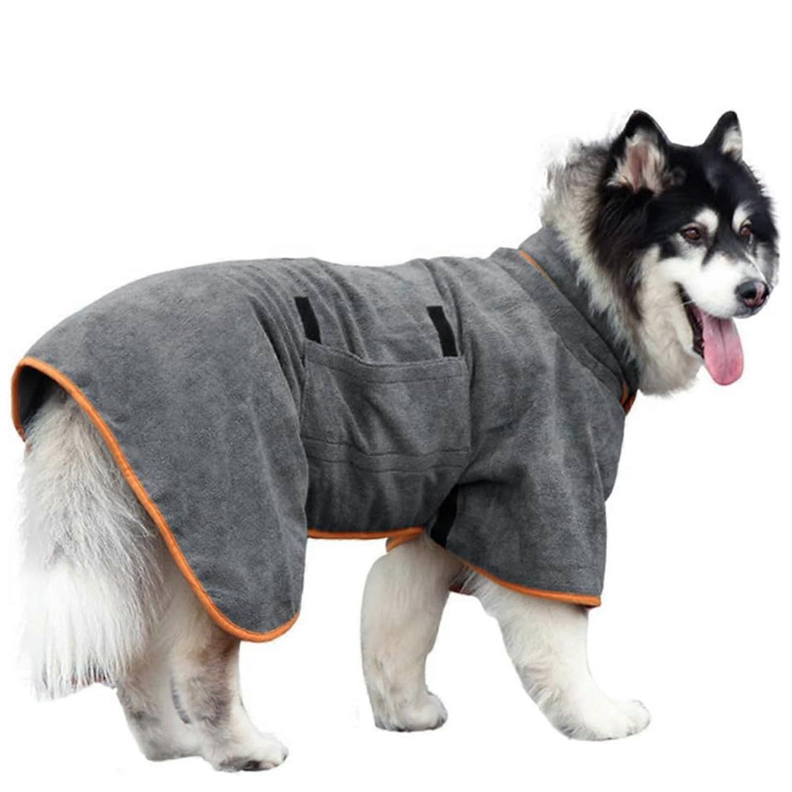 ZAWELELIYO Dog Bathrobe for Small Medium Dogs, Quick Drying Absorbent Polyester Robe, Full Wrapped Design, Grooming and Pool Use, Size S