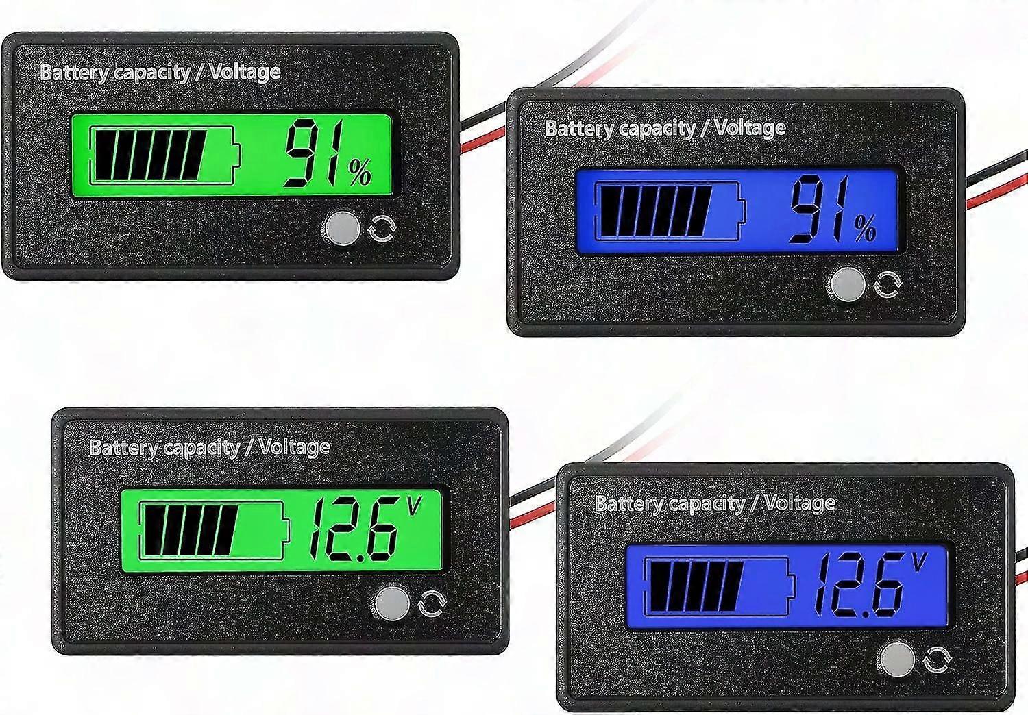4Pcs DC 12V-72V Battery Meter with Alarm, Voltage Indicator for Lead-Acid & Lithium Batteries