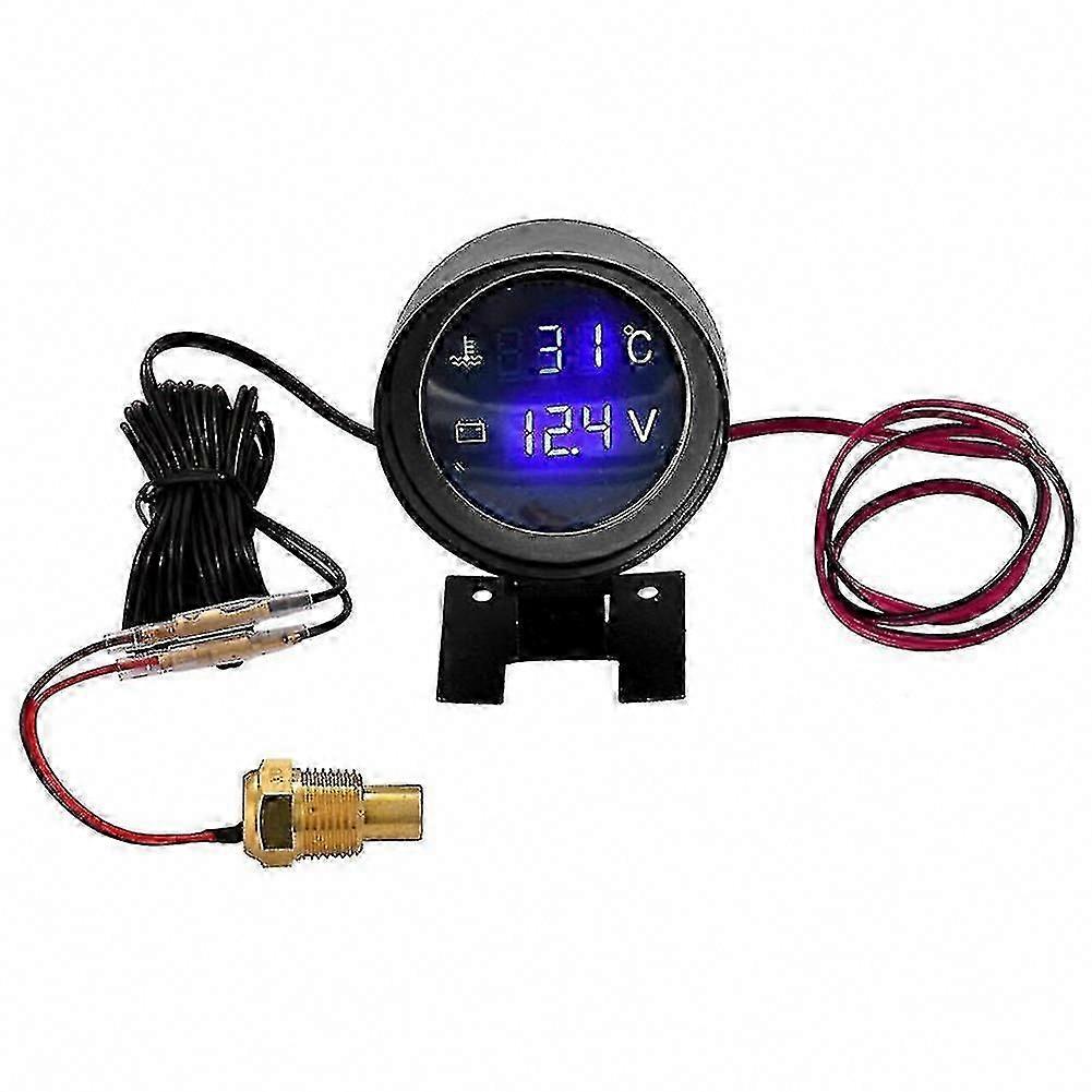 2 in 1 Car Water Temp Gauge with HD LCD Display & Voltmeter for Vehicle Monitoring
