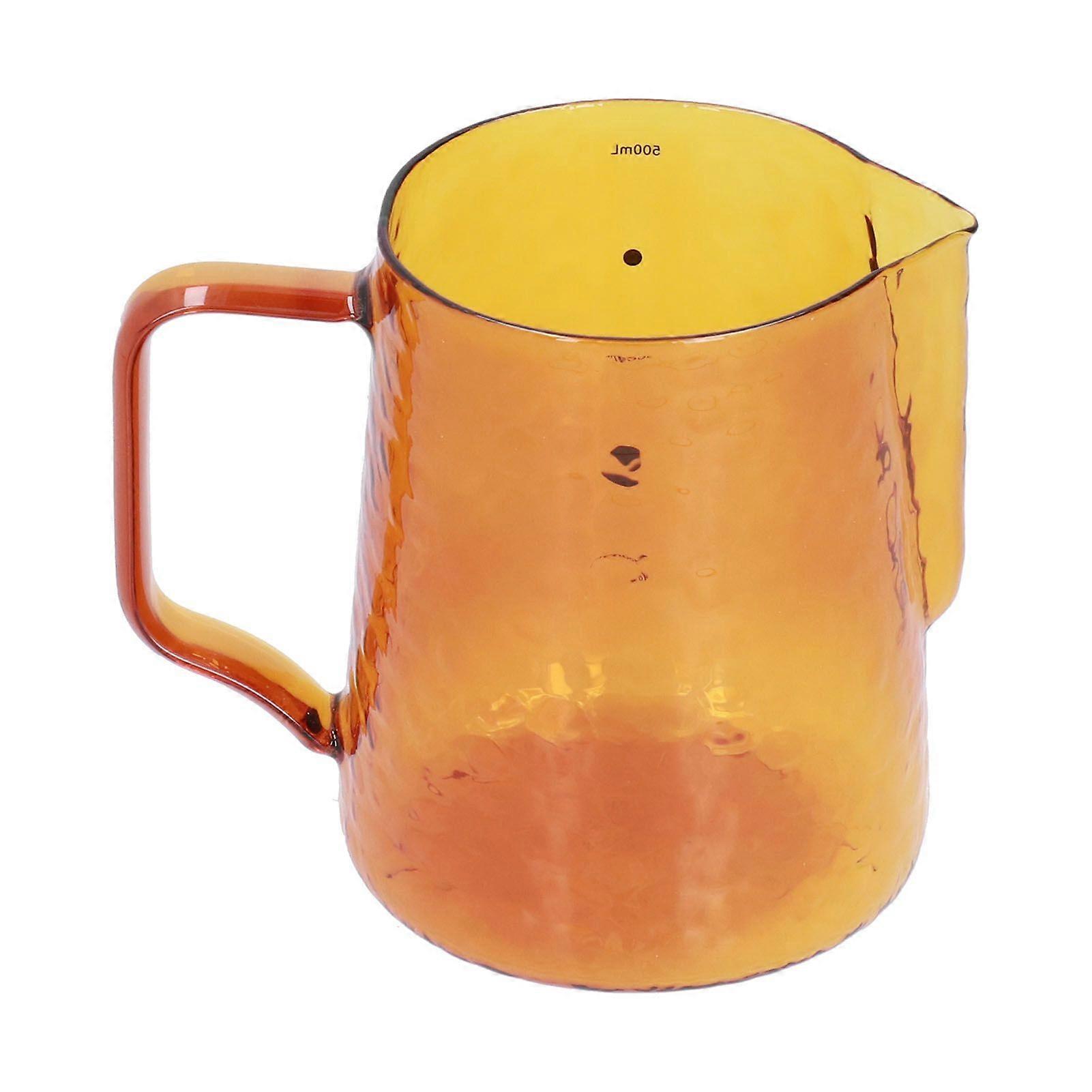 500ml Milk Frothing Pitcher, Multi-Purpose Borosilicate Glass Pitcher for Coffee, Milk, Beverages, Brown