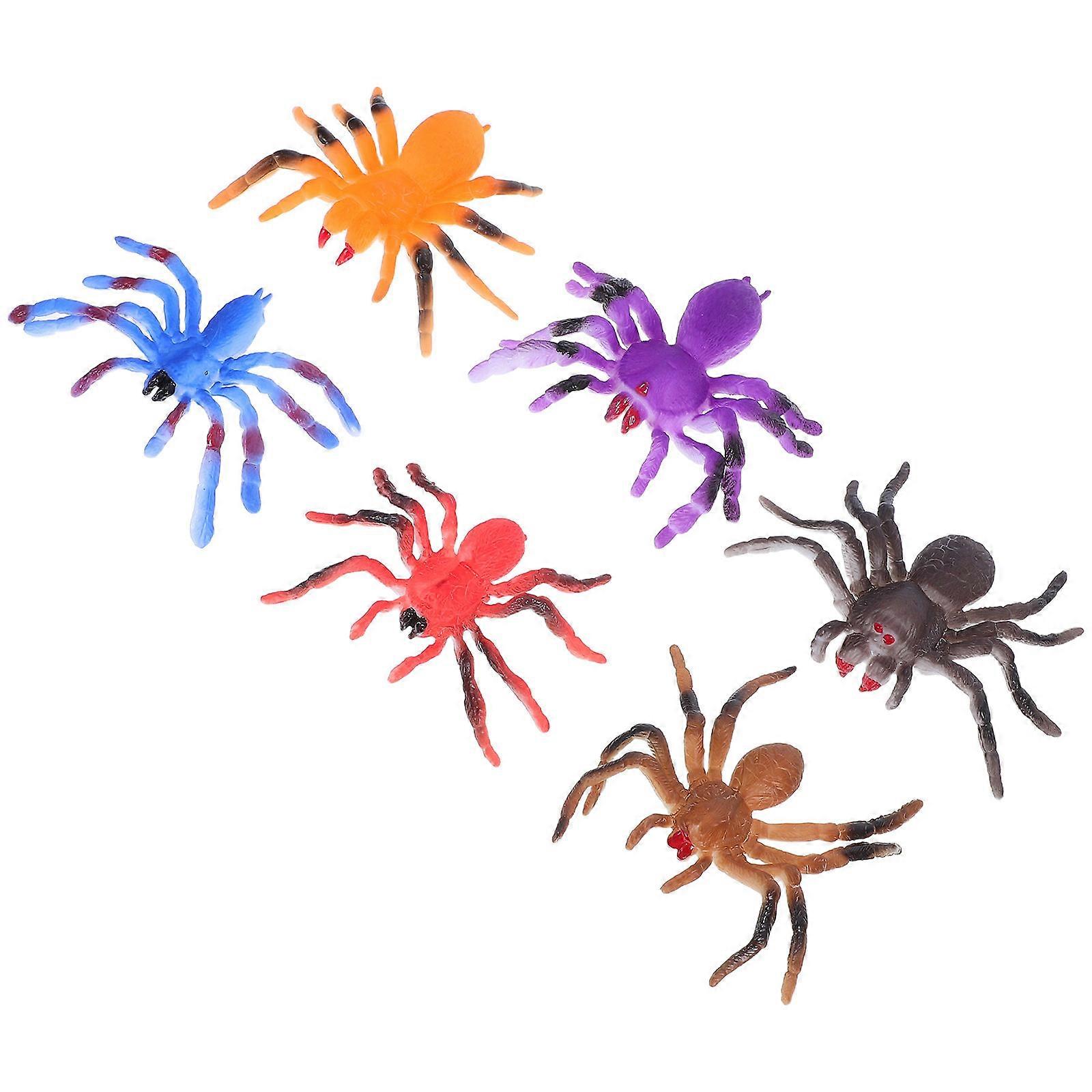 6pcs Resin Spider Models Realistic Fake Insects for Halloween Party Decorations & Kids Prank Supplies