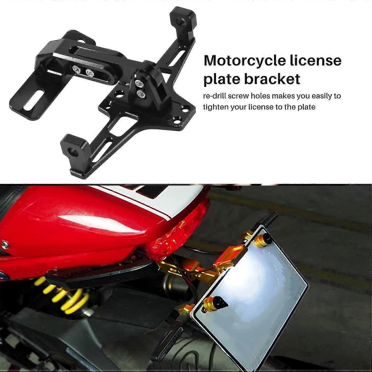 Cnc Frame Motorcycle License Number Plate Holder Bracket with Led L...