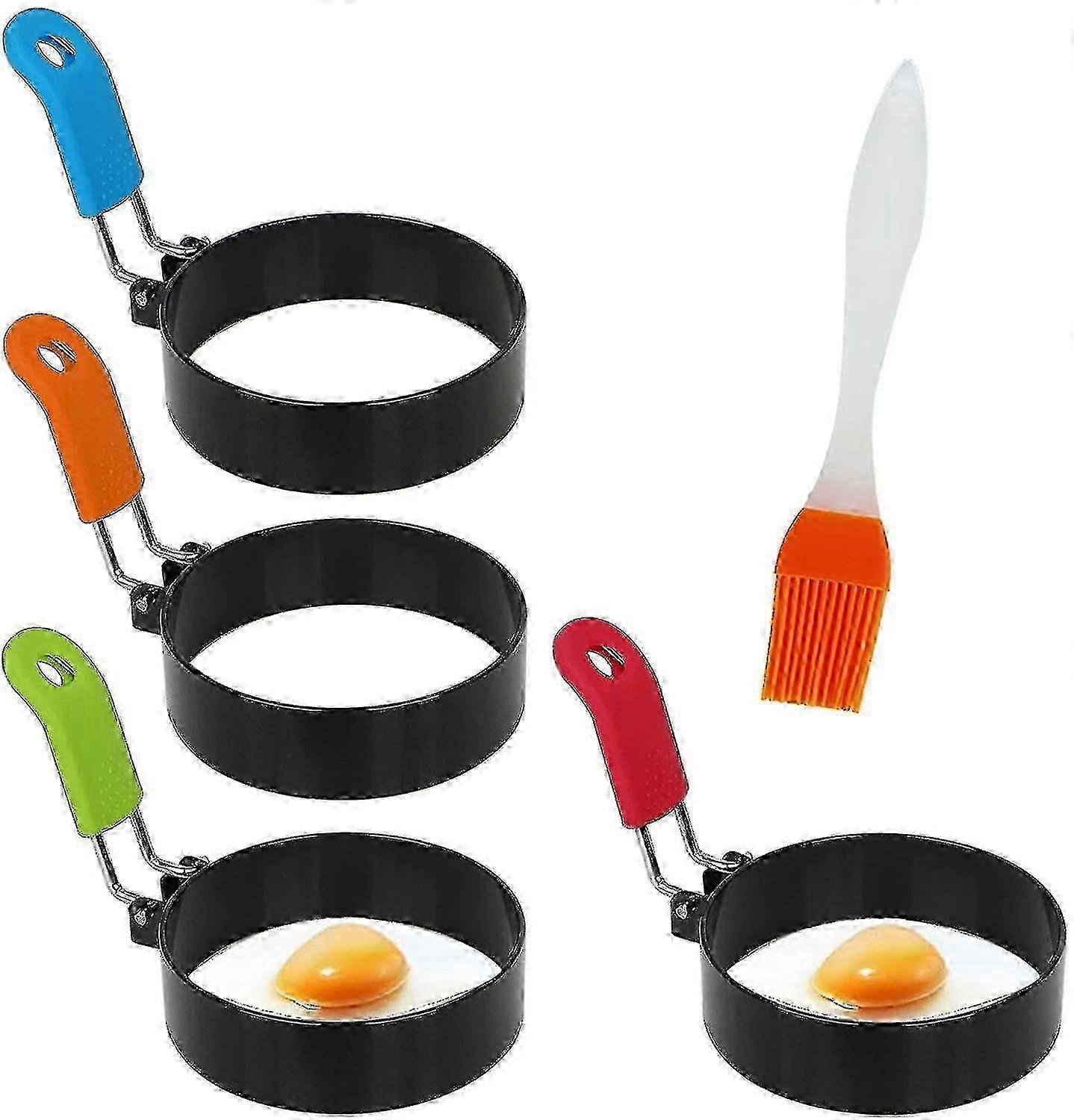 Egg Rings,4pcs Stainless Steel Egg Rings Non Stick Set With Folding...