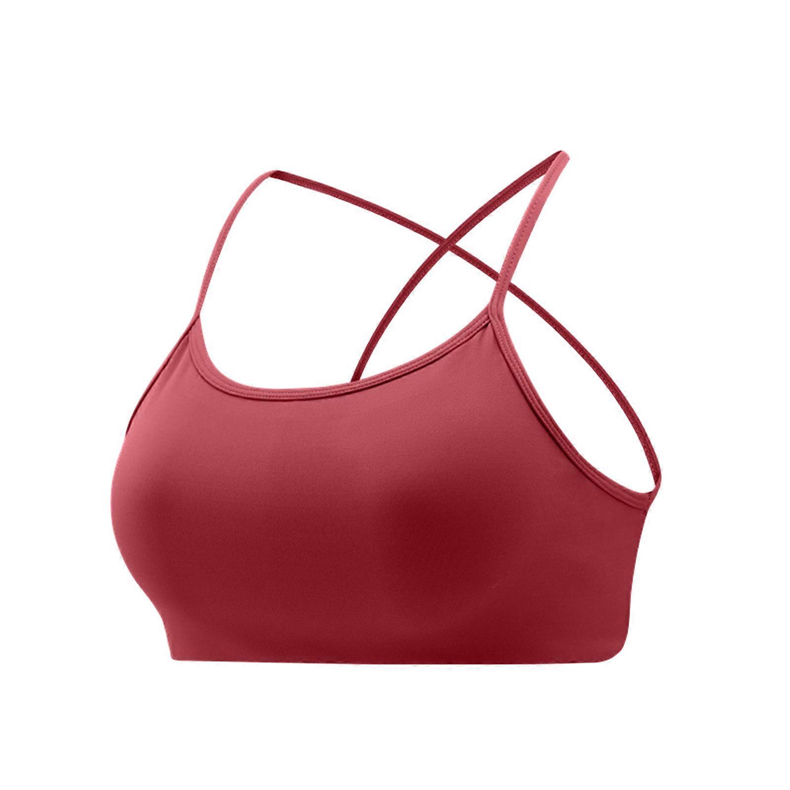 Flexible Support Exercise Bra Stylish Crosses Back Activewear Running Bra Moisture Wicking For Gym Running Burgundy XL