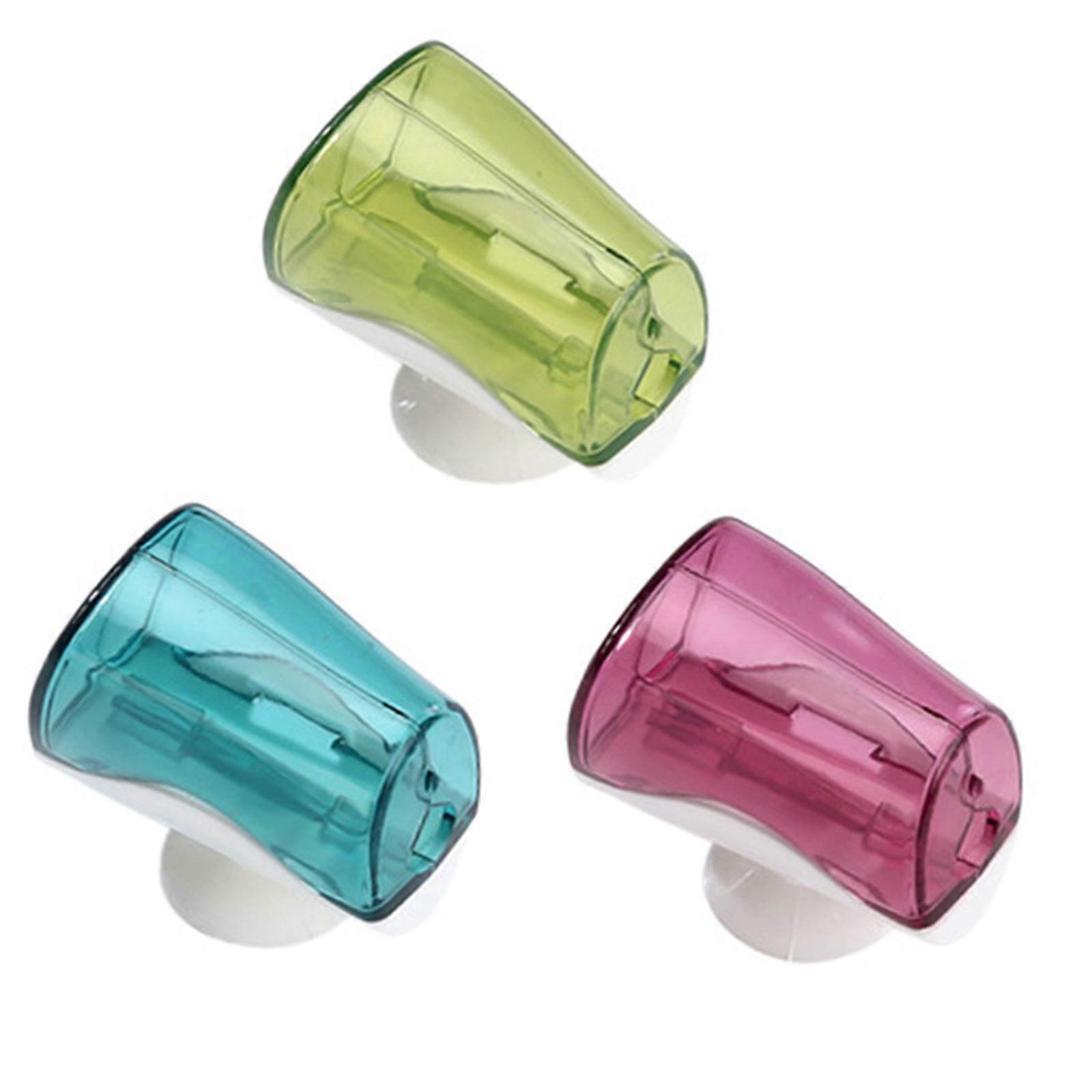 Hygienic Toothbrush Storage Cover Set of 3 Easy Mounting Plastic Case for Bathroom Countertop Sanitary Solution Multicolor