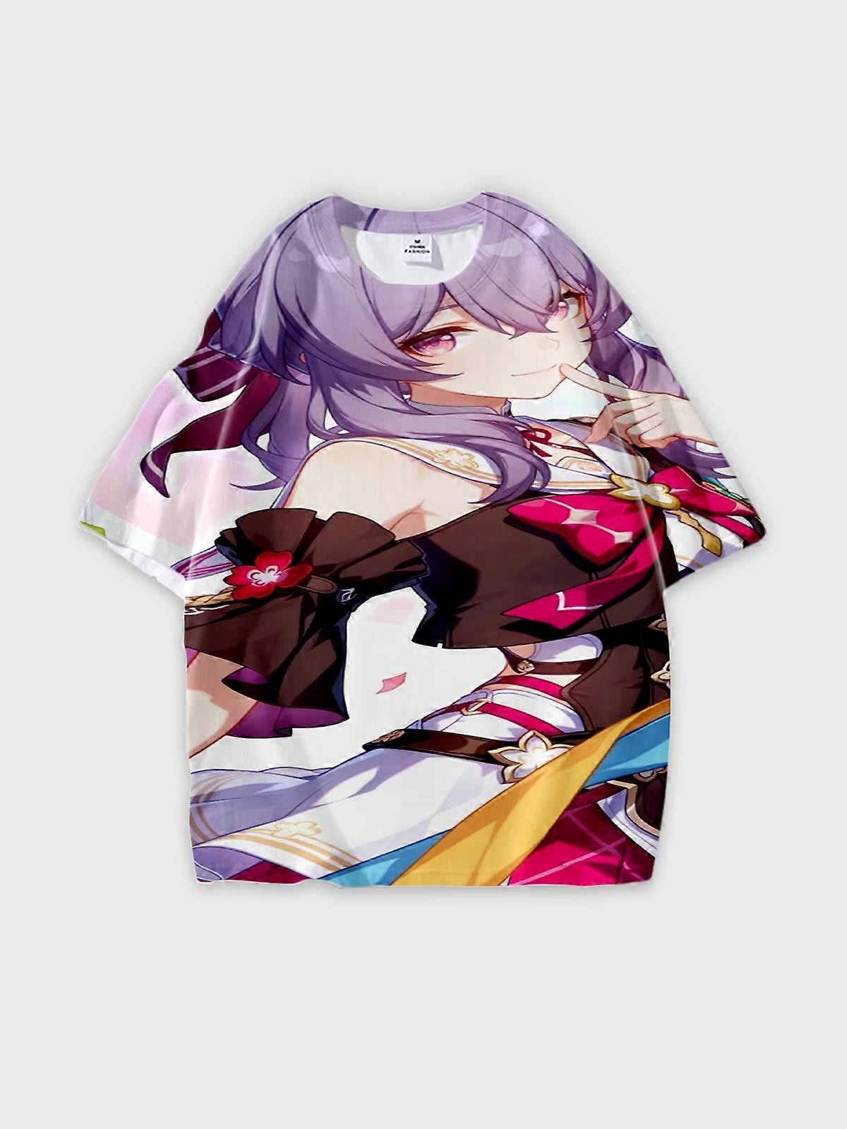 T-Shirt Round Neck, Loose Short Sleeve Seraph of the end Shinoa Hiiragi Graphic Tee, Unisex Summer Casual Top U1461