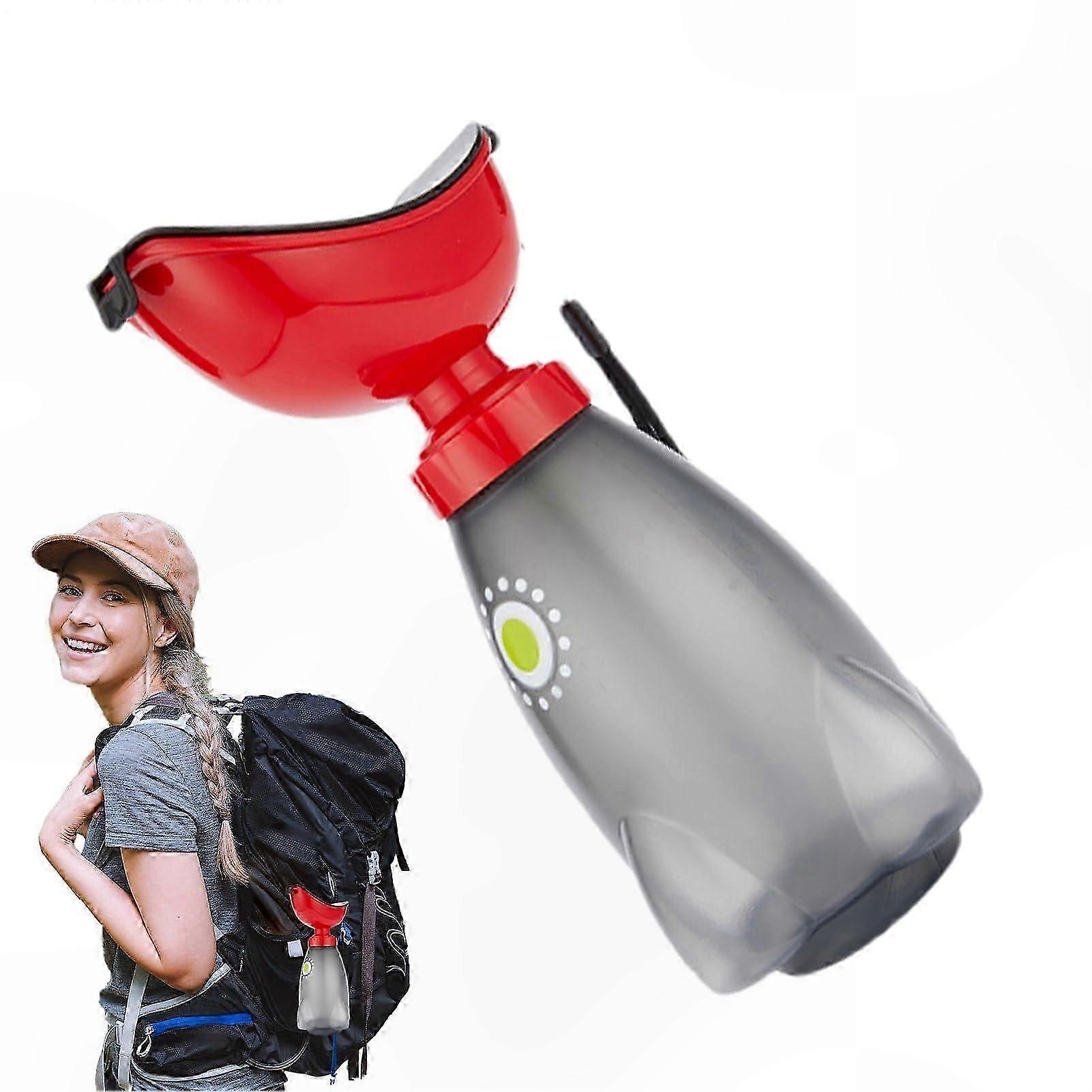 Portable Female Urinal Bottle with Lid and Funnel, Leak-Proof Design for Camping or Travel, Ergonomic Shape, Easy to Use, Red Color, Compact Size for 