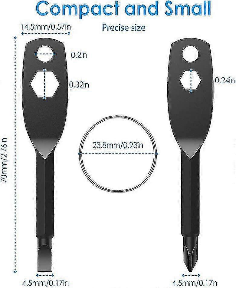 Keychain Screwdriver Set, with Flat/Phillips Bits, Nut Driver, Portable​