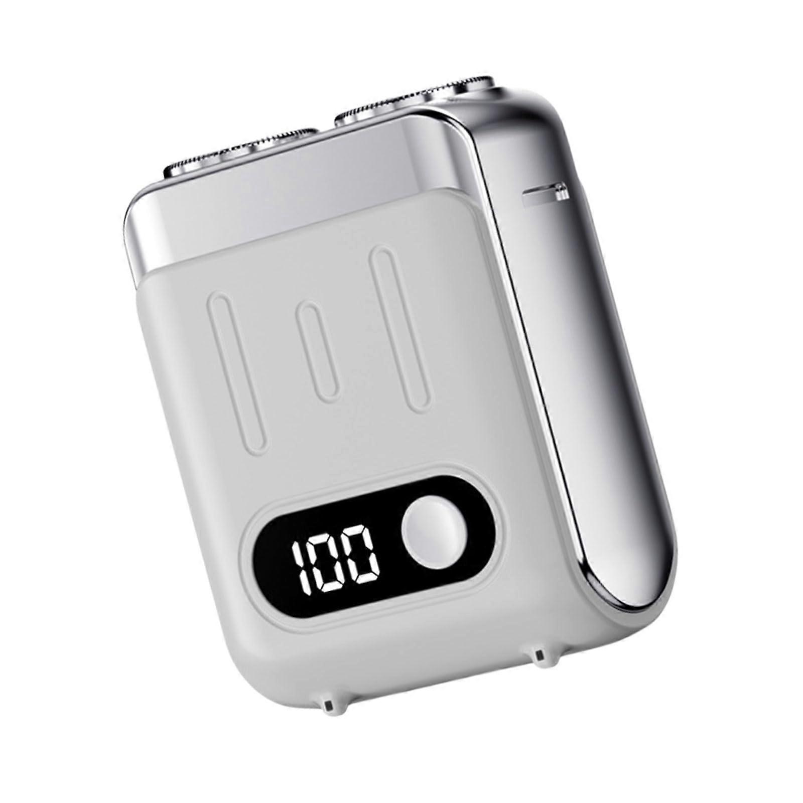 Electric Shaver Small For Men Quiet Operation With Digital Indicator Rechargeable Cordless White