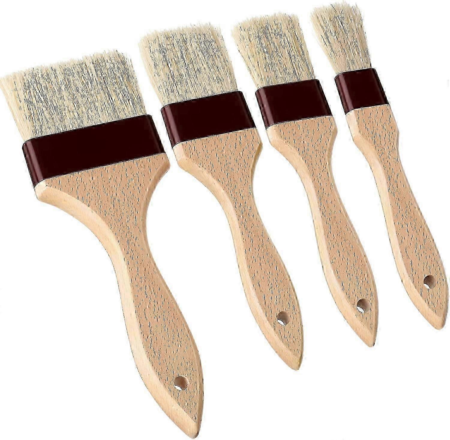 4-Piece Pastry Brush Set - Boar Bristle Baking Brushes with Oak Handles