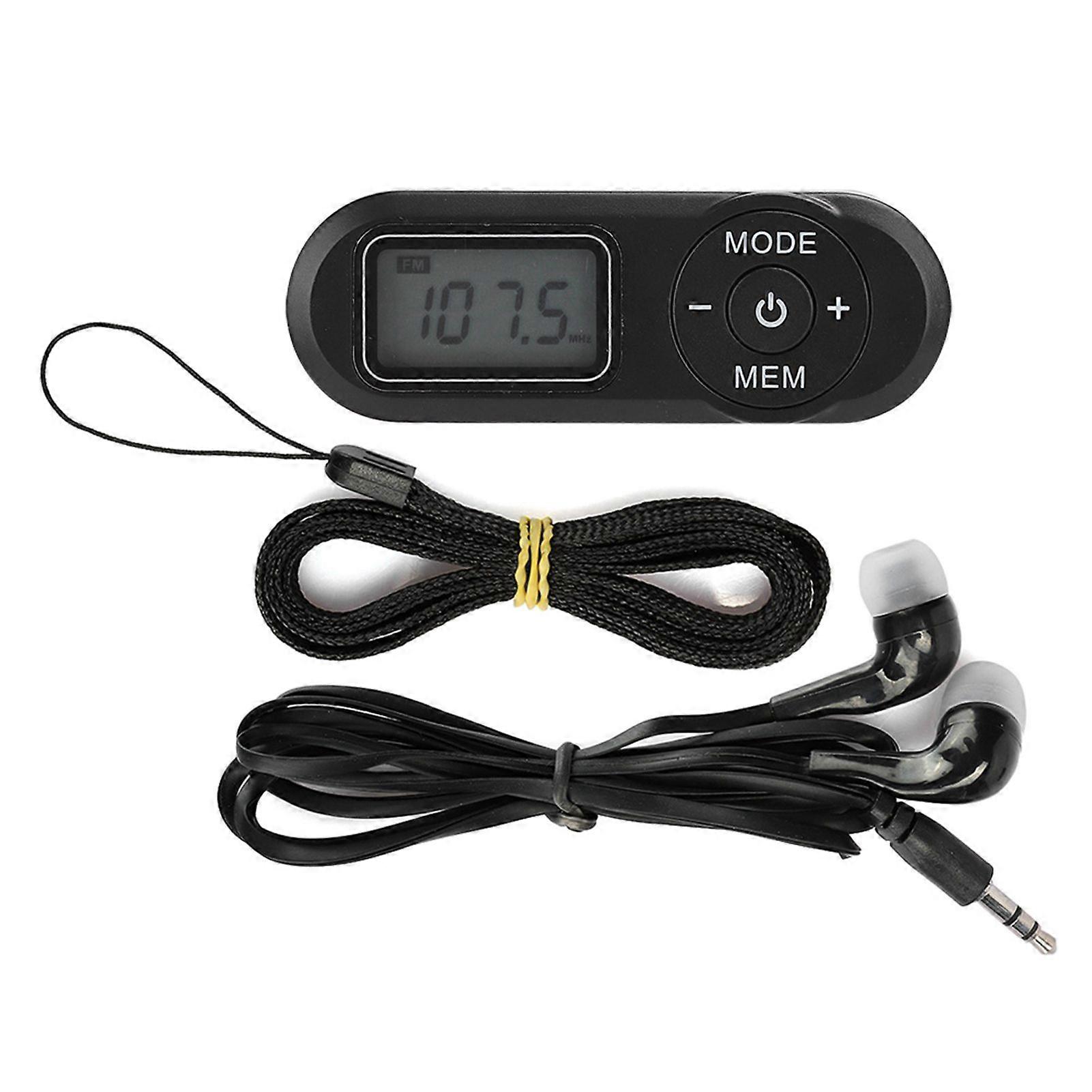 DSP Mini Portable 1.1inch LCD Digital FM Radio Music Player Black with Earphone