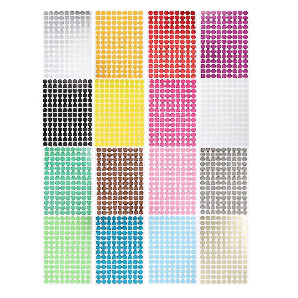 Self Adhesive Dot Stickers Round Colored Labels for Warehouse Coding 16 Sheets