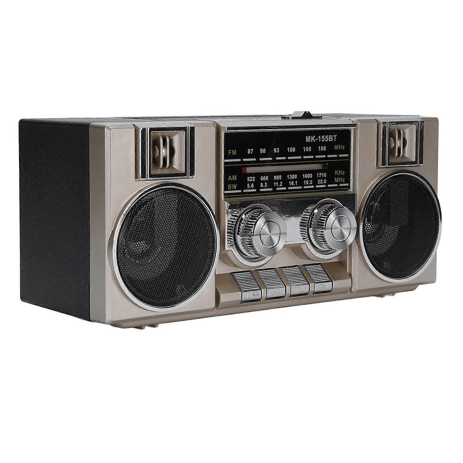 Portable FM AM SW Radio with Bluetooth Speaker 1200mAh Gold