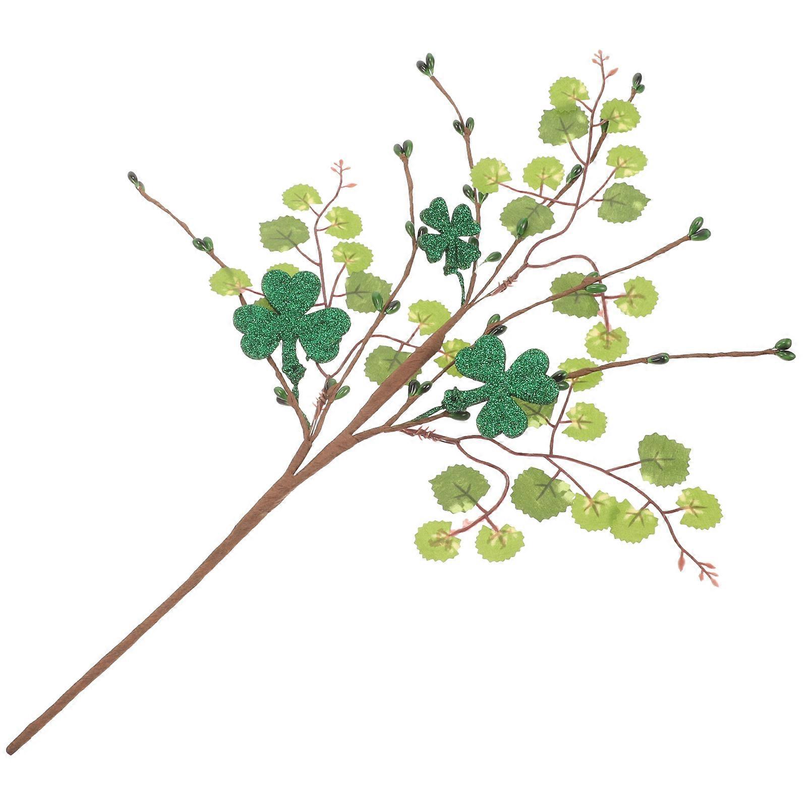 Artificial Leaf Stem Simulated Plants Decor for Decoration 4Pcs Green Plastic