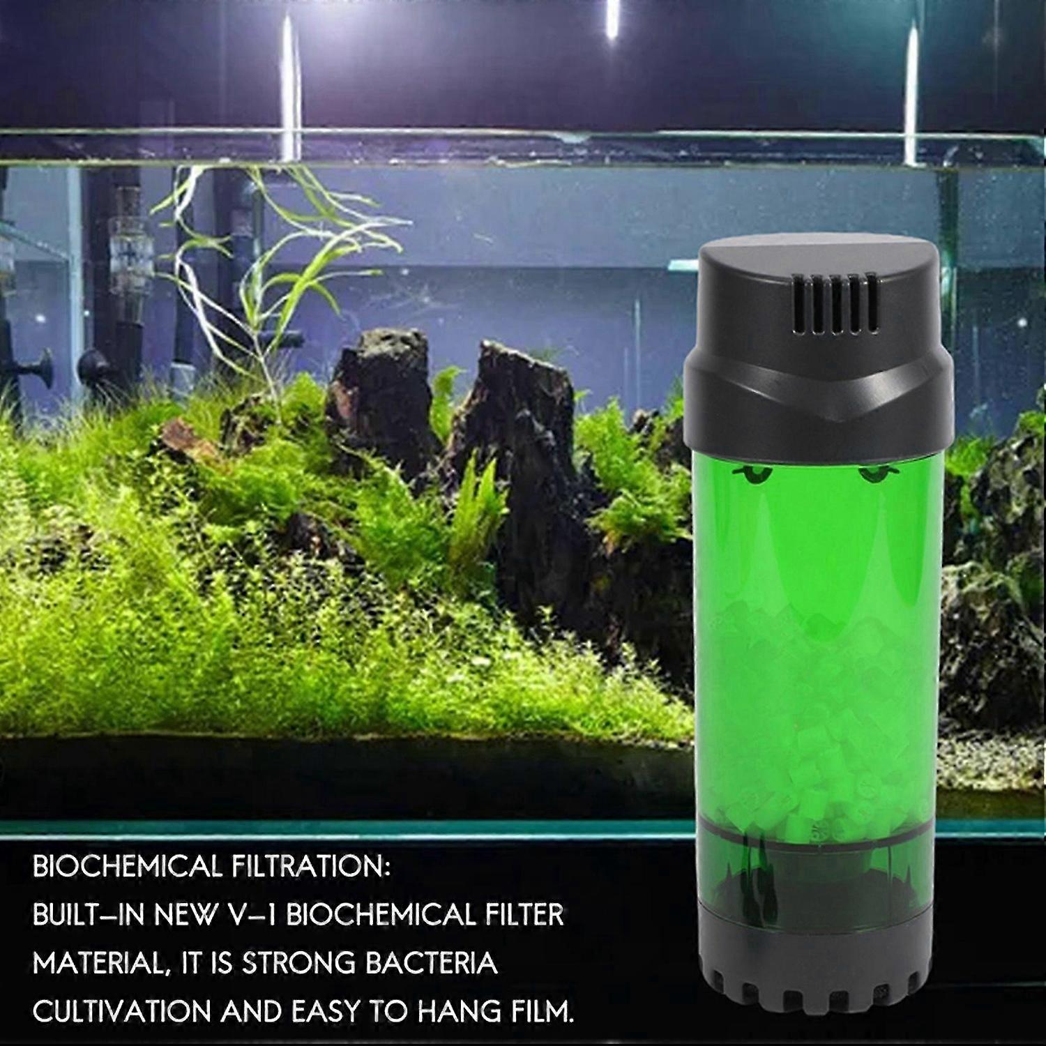 Aquarium Fish Tank Fluidized Moving Bed Filter Bubble Bio Media Filter with Air Stone and Sponge Fil